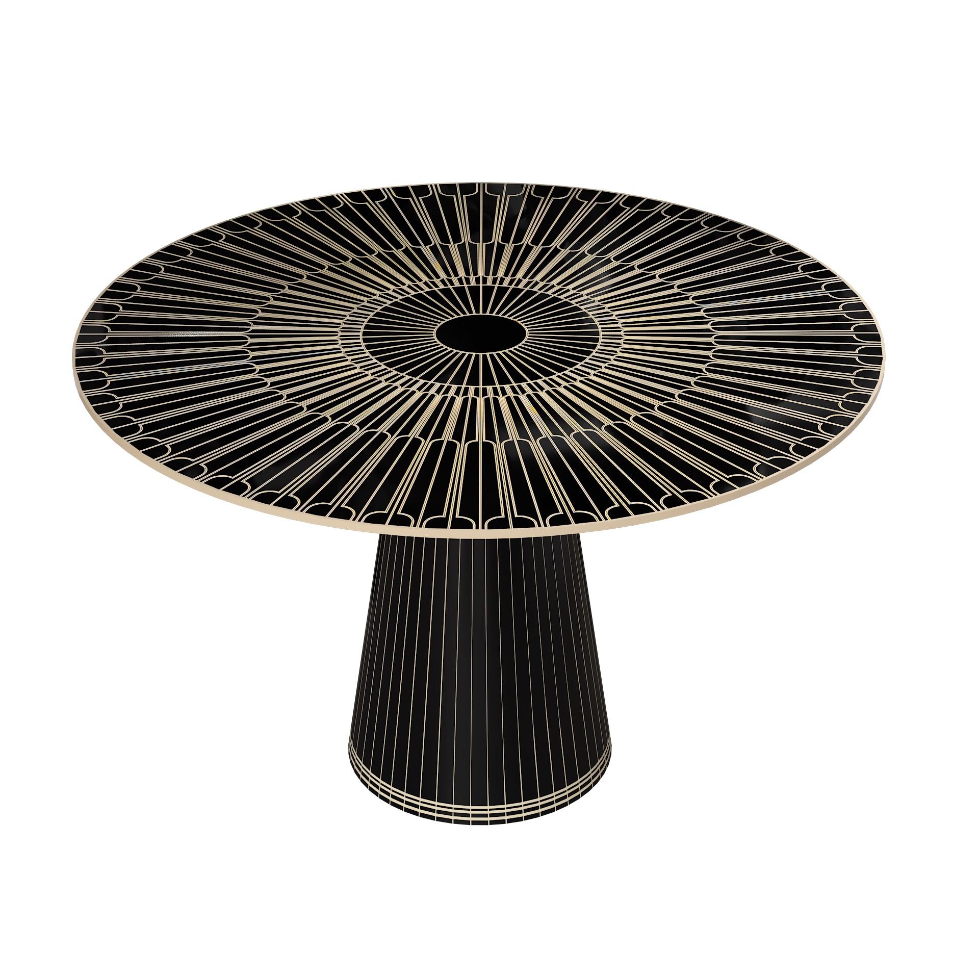 Modern Metropolis Revisited Black Marquetry Dining Table by Matteo Cibic For Sale