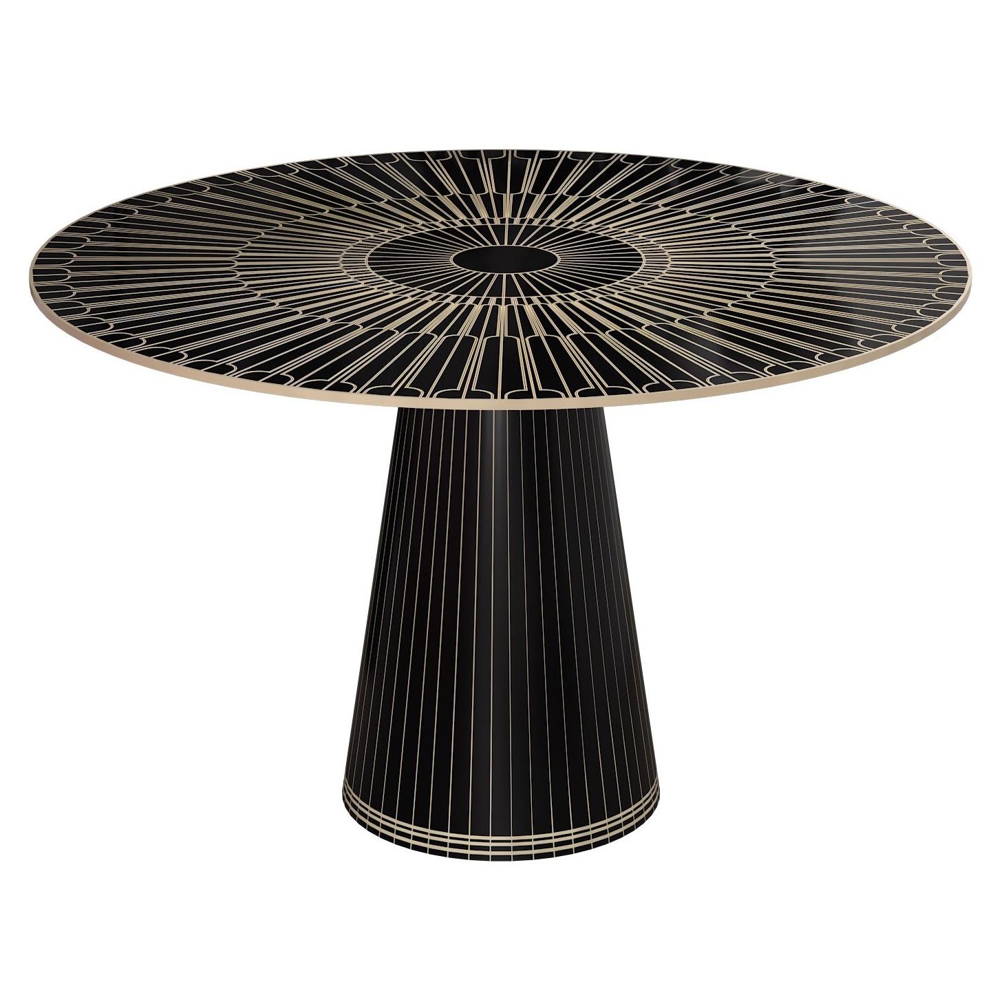 Metropolis Revisited Black Marquetry Dining Table by Matteo Cibic For Sale