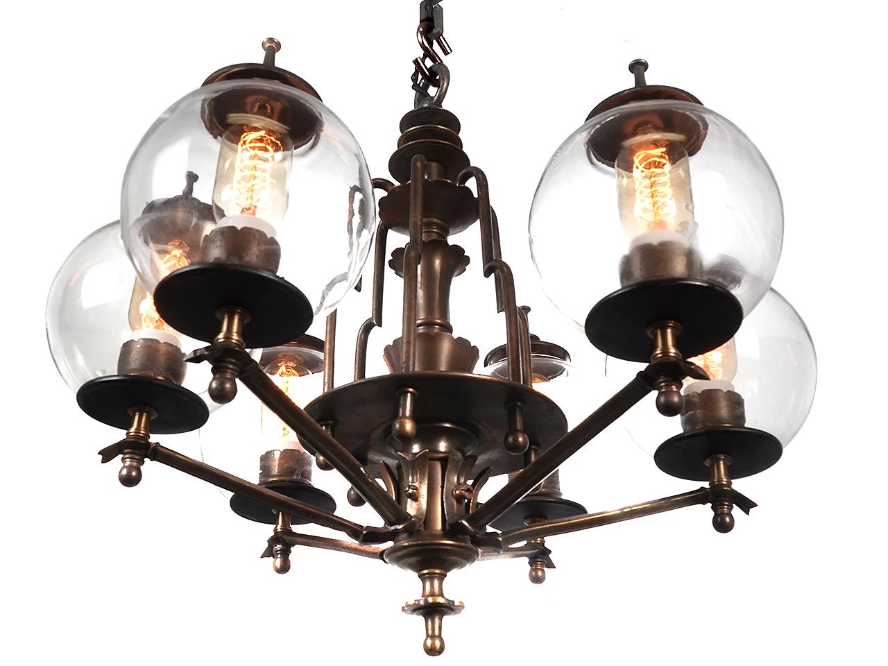 Metropolis Style Art Deco Chandeliers, Matching Pair In Good Condition For Sale In Peekskill, NY