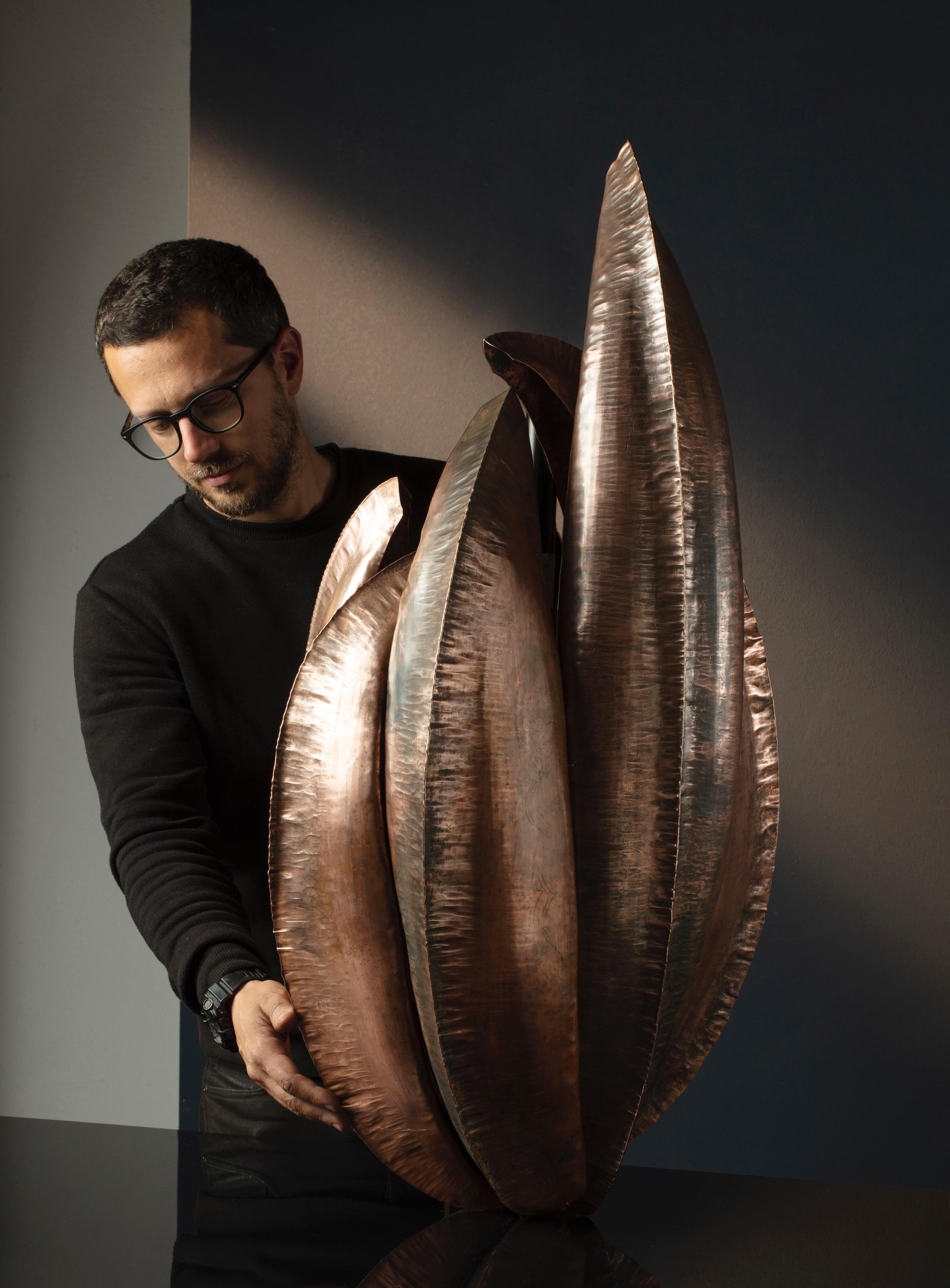 Bronze Metropolis Vase by Riccardo Puglielli For Sale