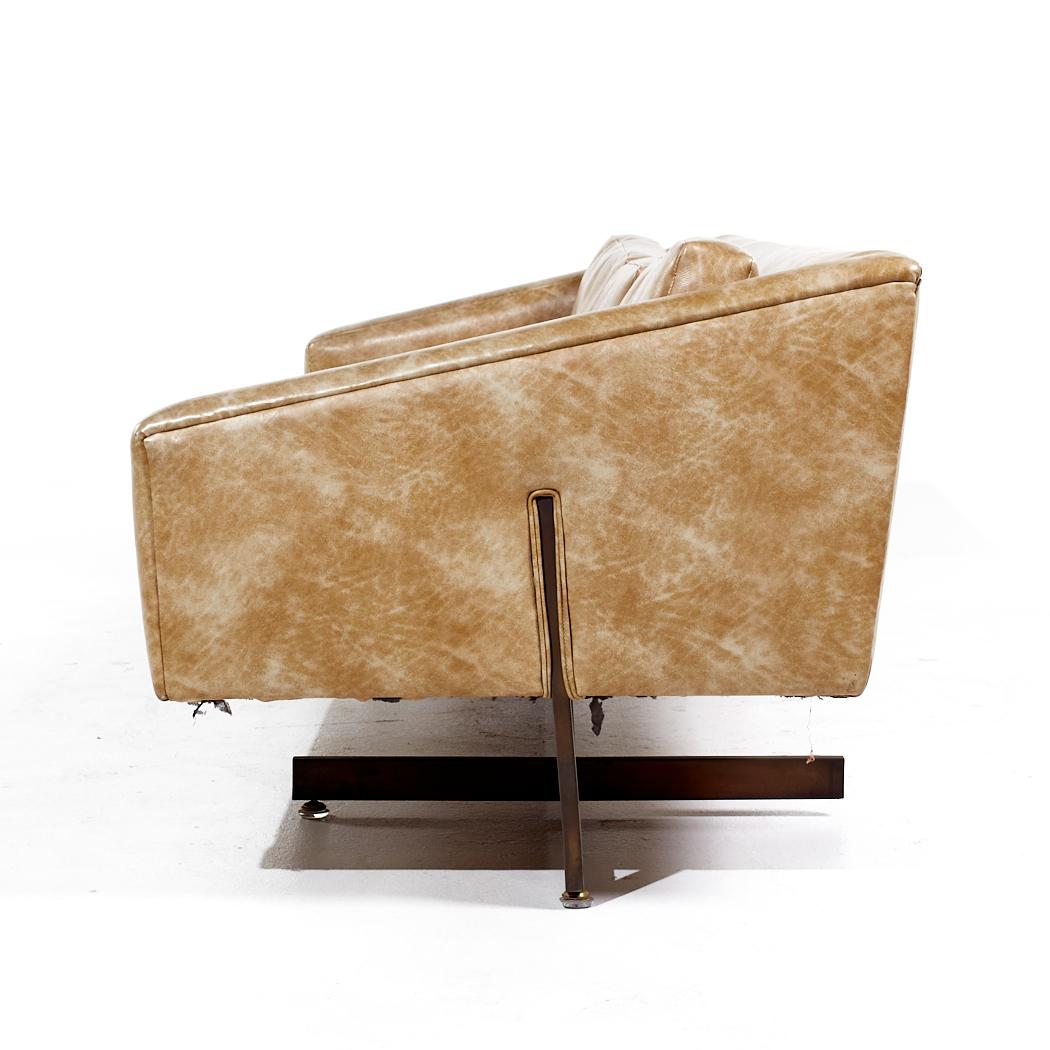 Late 20th Century Metropolitan Mid Century Bronze Base Sofa For Sale
