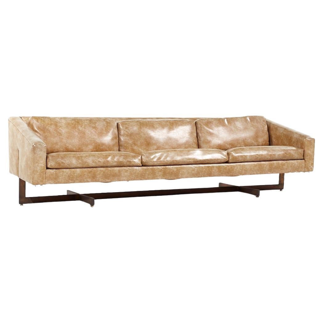 Metropolitan Mid Century Bronze Base Sofa For Sale
