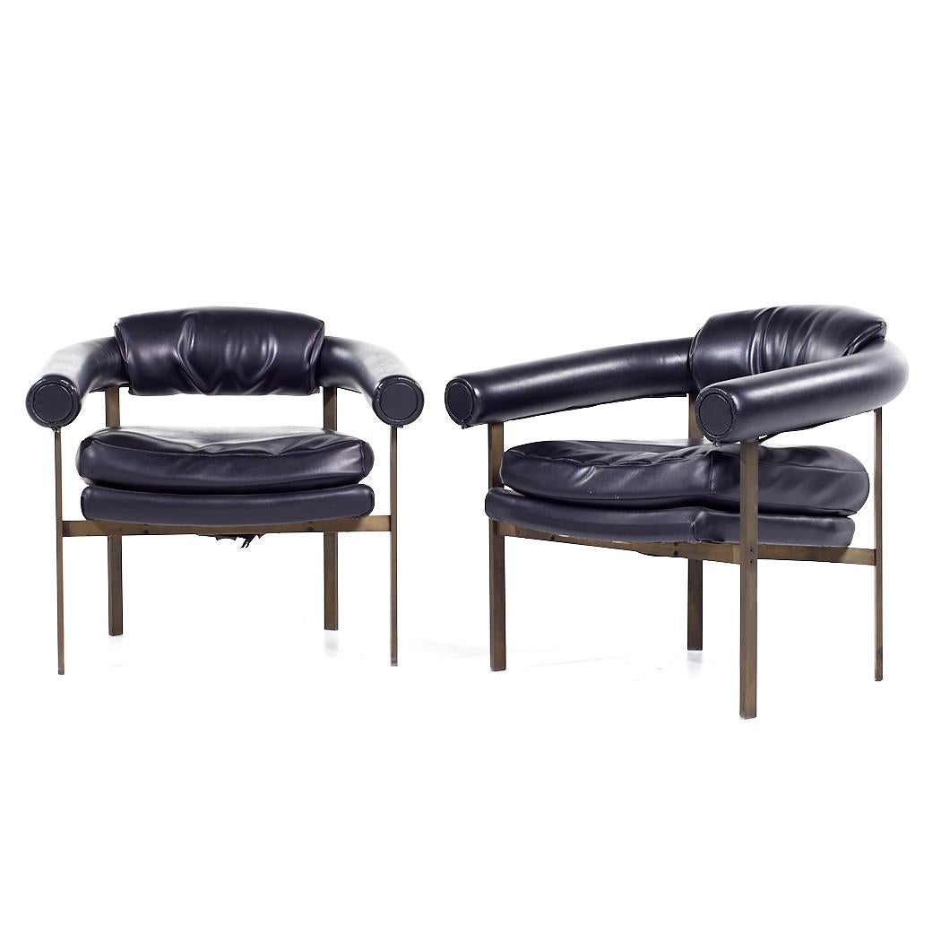 Mid-Century Modern Metropolitan Mid Century Bronze Lounge Chairs - Pair For Sale