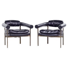 Vintage Metropolitan Mid Century Bronze Lounge Chairs - Pair