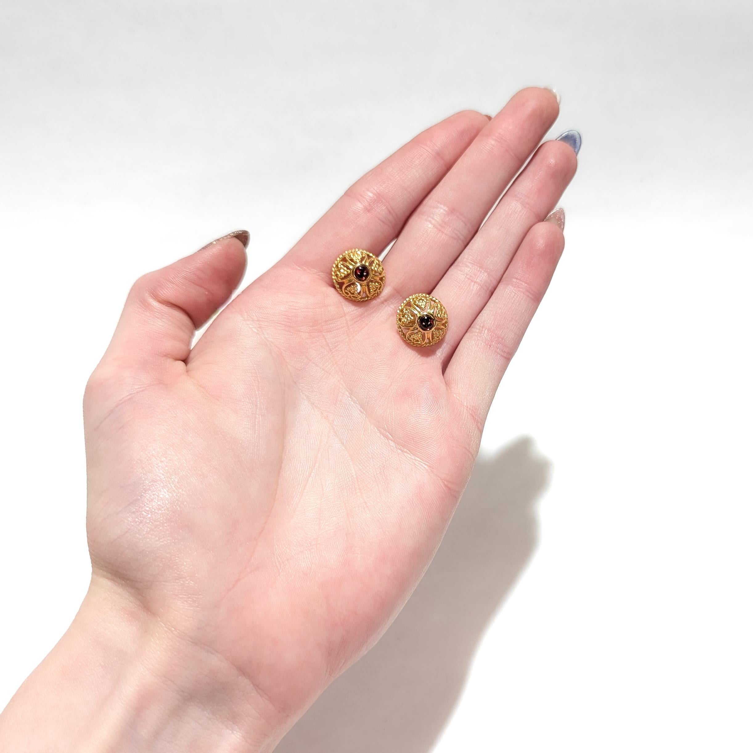 Metropolitan Museum of Art MMA 14 Karat Gold & Garnet Renaissance Style Earrings For Sale 4