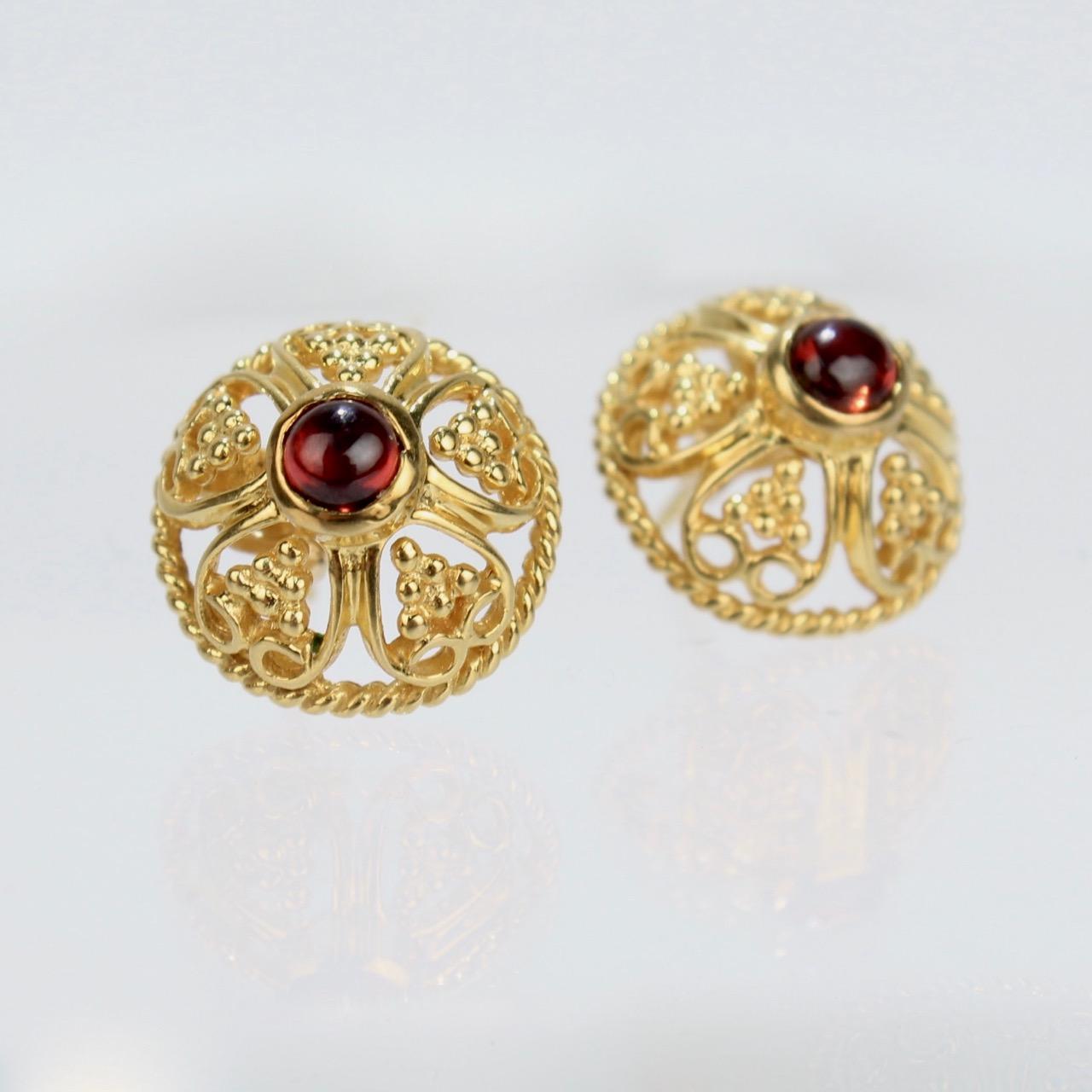 red stone earrings gold