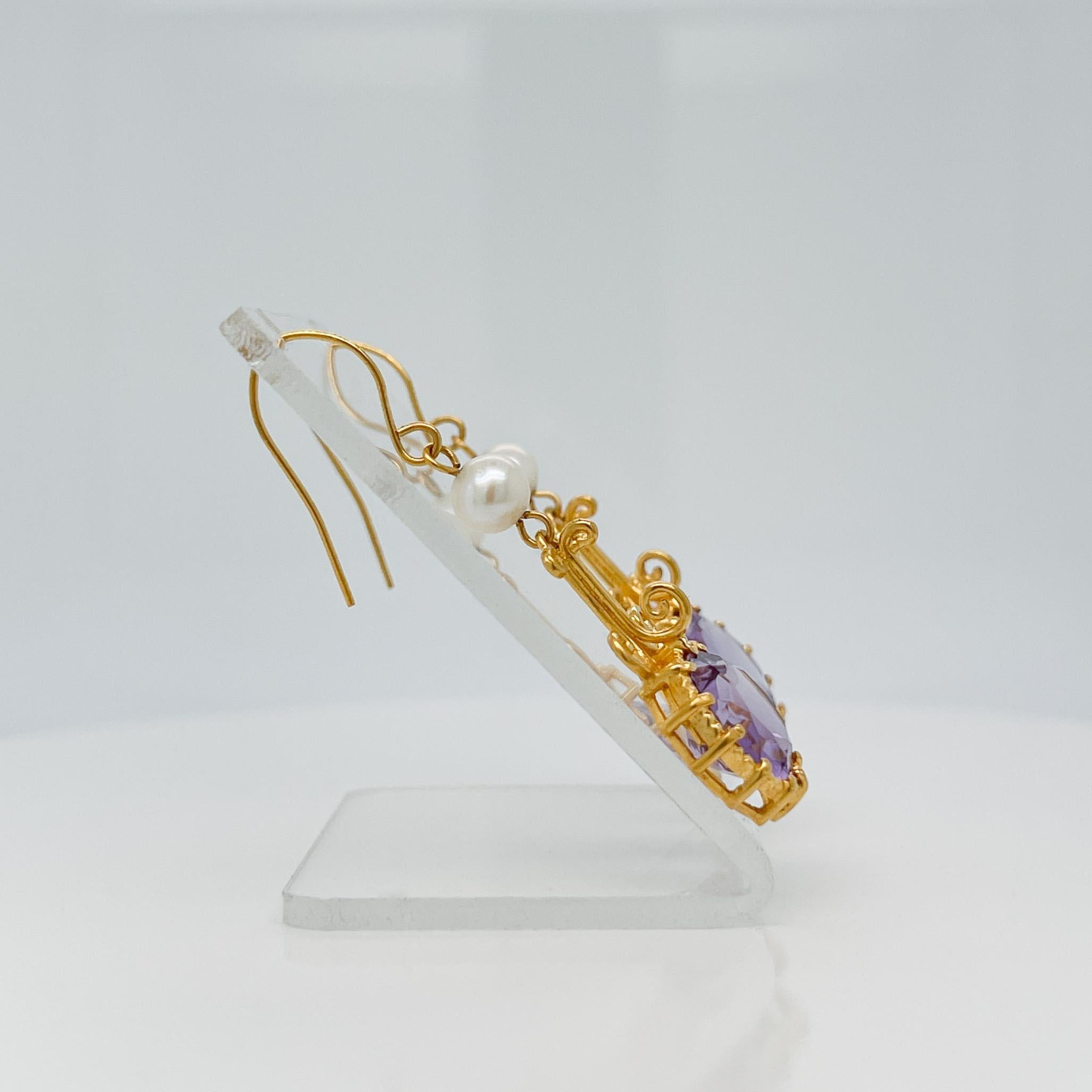 Metropolitan Museum of Art MMA Etruskische Revival 14k, Amethyst, & Perlen-Ohrringe im Angebot 4