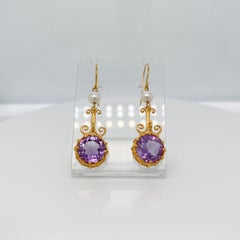 Metropolitan Museum of Art MMA Etruscan Revival 14k, Amethyst, & Pearl Earrings