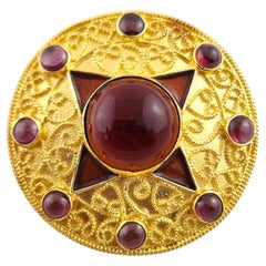 Metropolitan Museum Of Art Sterling Silver Vermeil and Garnet Brooch #17154