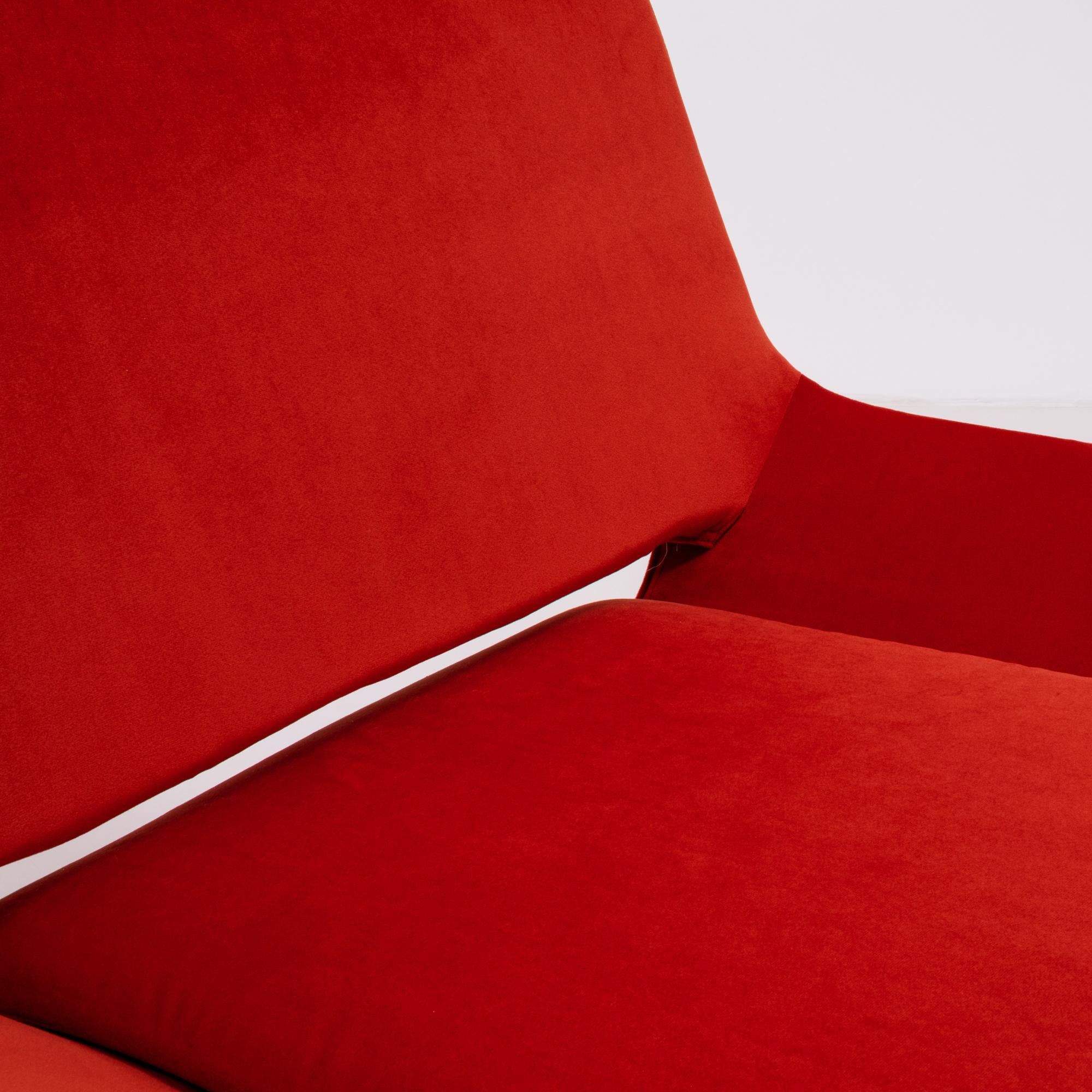 Contemporary Metropolitan Orange Velvet Armchair by Jeffrey Bernett for B&B Italia