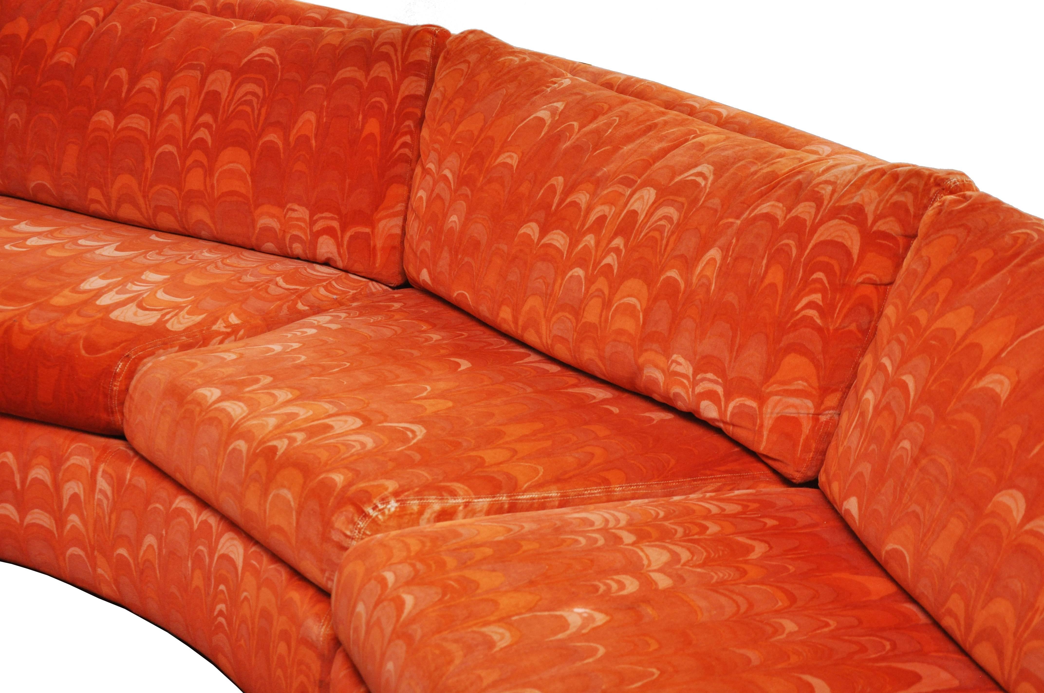 Mid-Century Modern Metropolitan Sectional Sofa in Jack Lenor Larsen Velvet