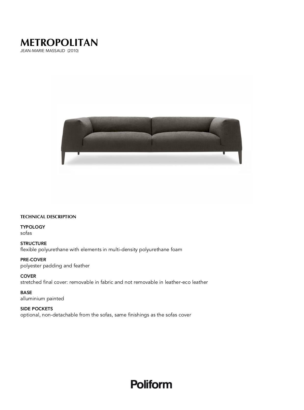 Metropolitan Straight Sofa, Jean-Marie Massaud in Three Sizes in Fabric/Leather For Sale 4