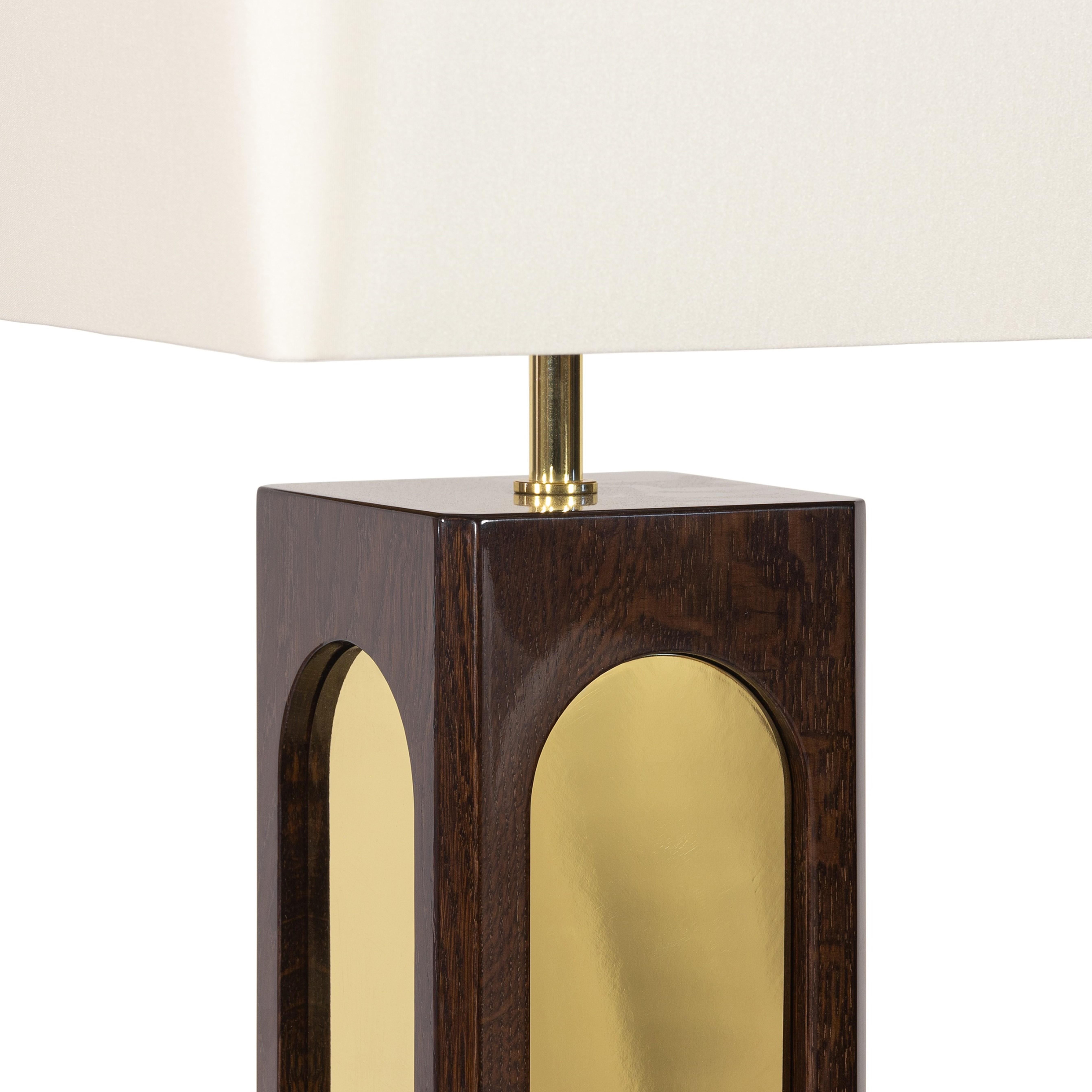 Moderne Lampe de bureau Metropolitan, bois et laiton, InsidherLand de Joana Santos Barbosa en vente