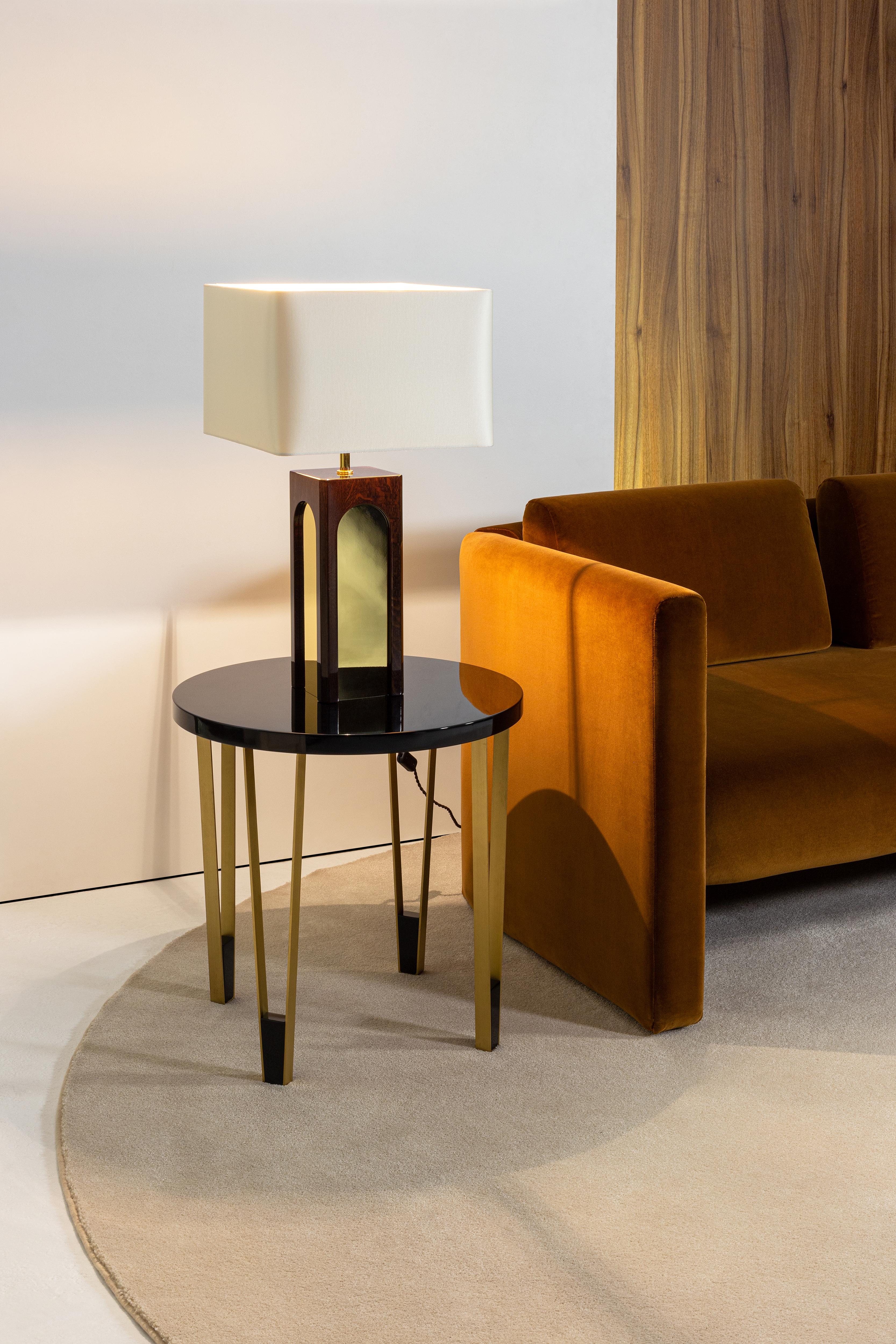 Lacquered Metropolitan Table Lamp, Wood and Brass, InsidherLand by Joana Santos Barbosa For Sale