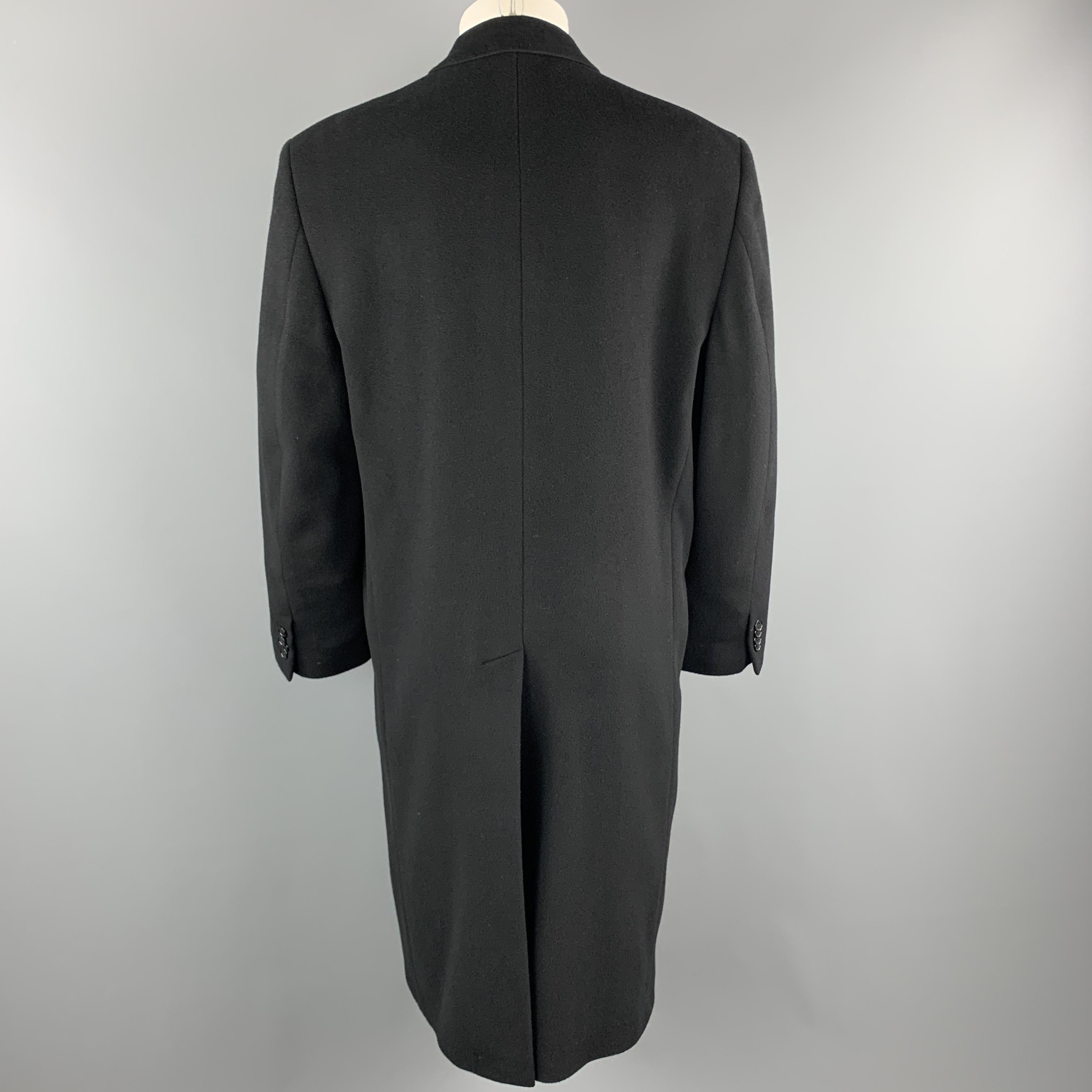 METROPOLITANVIEW Size 40 Black Cashmere top Stitch Notch Lapel Coat In Good Condition In San Francisco, CA