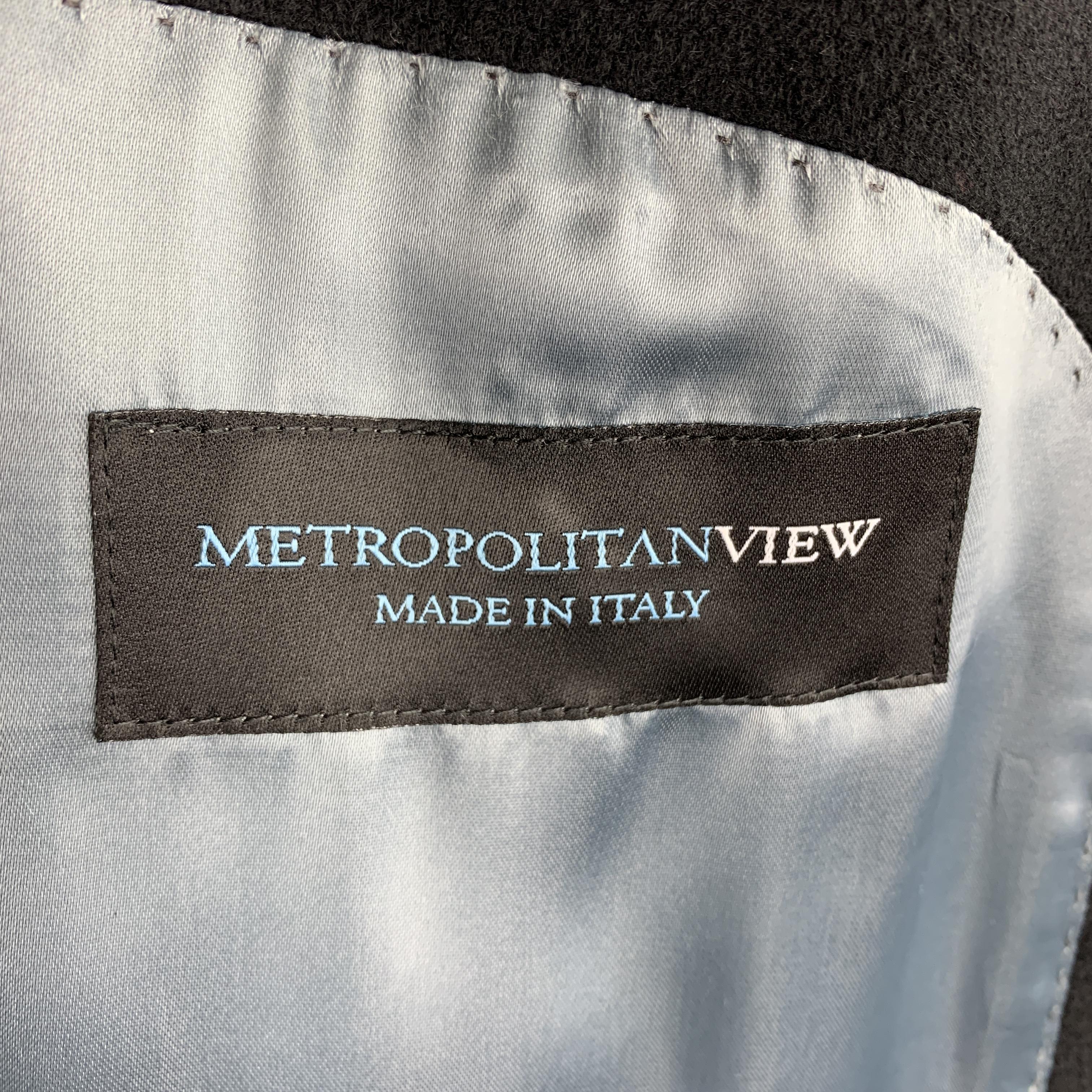 Men's METROPOLITANVIEW Size 40 Black Cashmere top Stitch Notch Lapel Coat