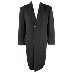 METROPOLITANVIEW Size 40 Black Cashmere top Stitch Notch Lapel Coat
