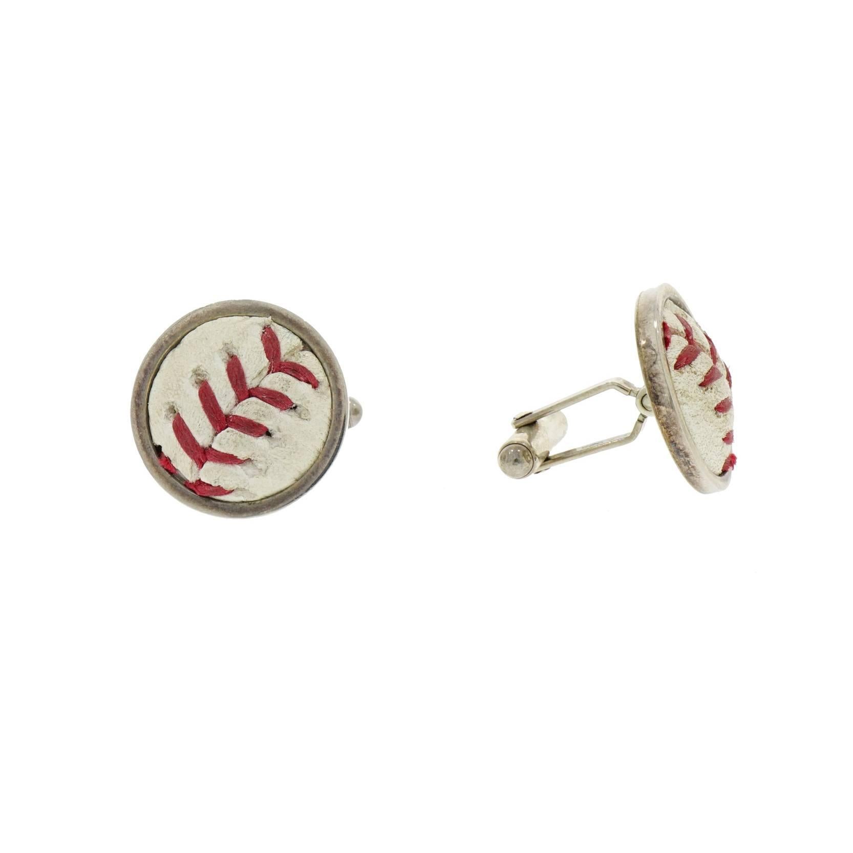 These cufflinks will definitely add a spin to your formal wear. They're made from The Mets baseball that earned their scuffs and marks on the field. 
The back of the cufflinks features the hallmark of the Mets and a hologram of the game recorded by