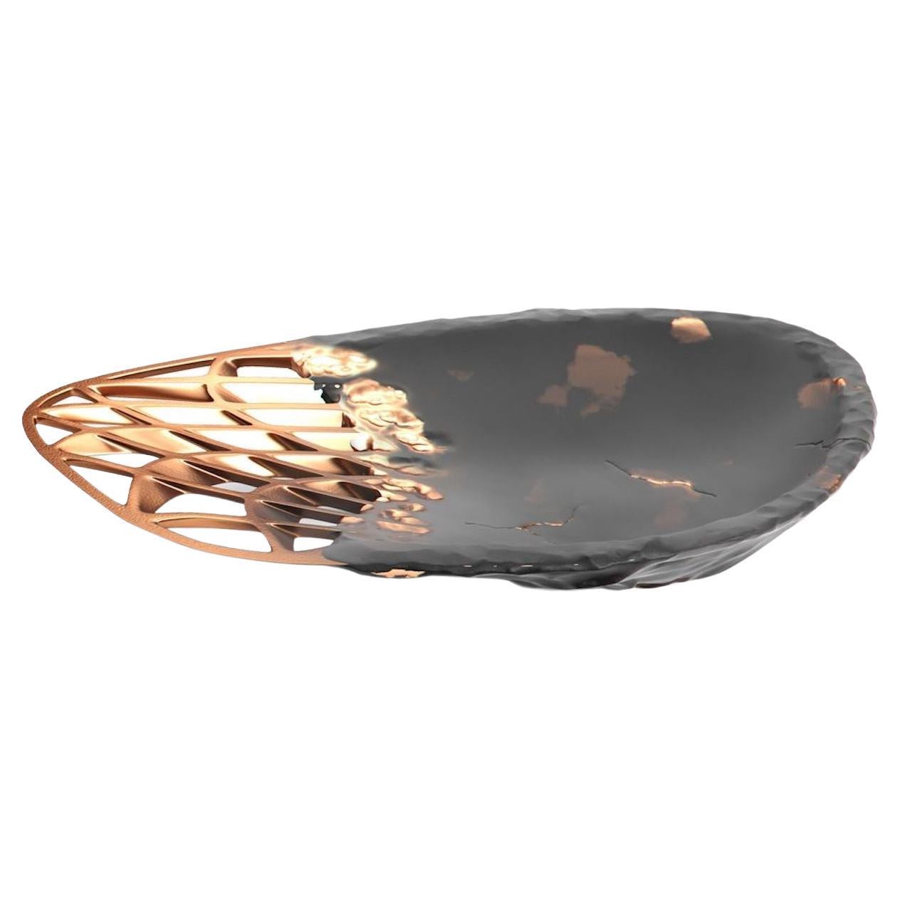 Bandeja Metsidiana de Obsidiana con Acabado de Cobre en la Parte Superior en venta