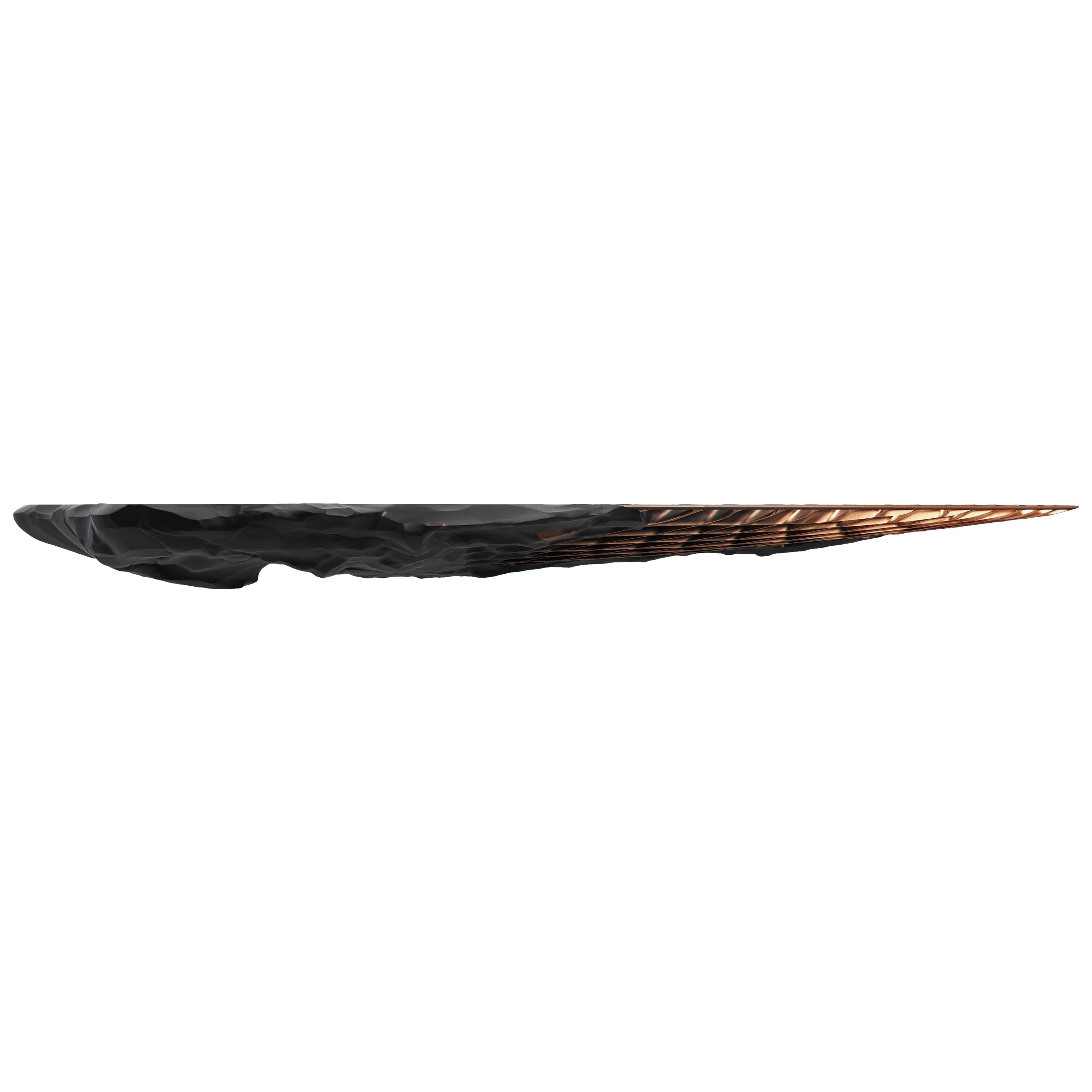 Metsidian Wall Shelf Made in Obsidian with Copper Finish on Top by Janne Kyttane For Sale