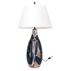 Mette Doller Hand Painted Lamp with 4 Women for Hoganas, Sweden