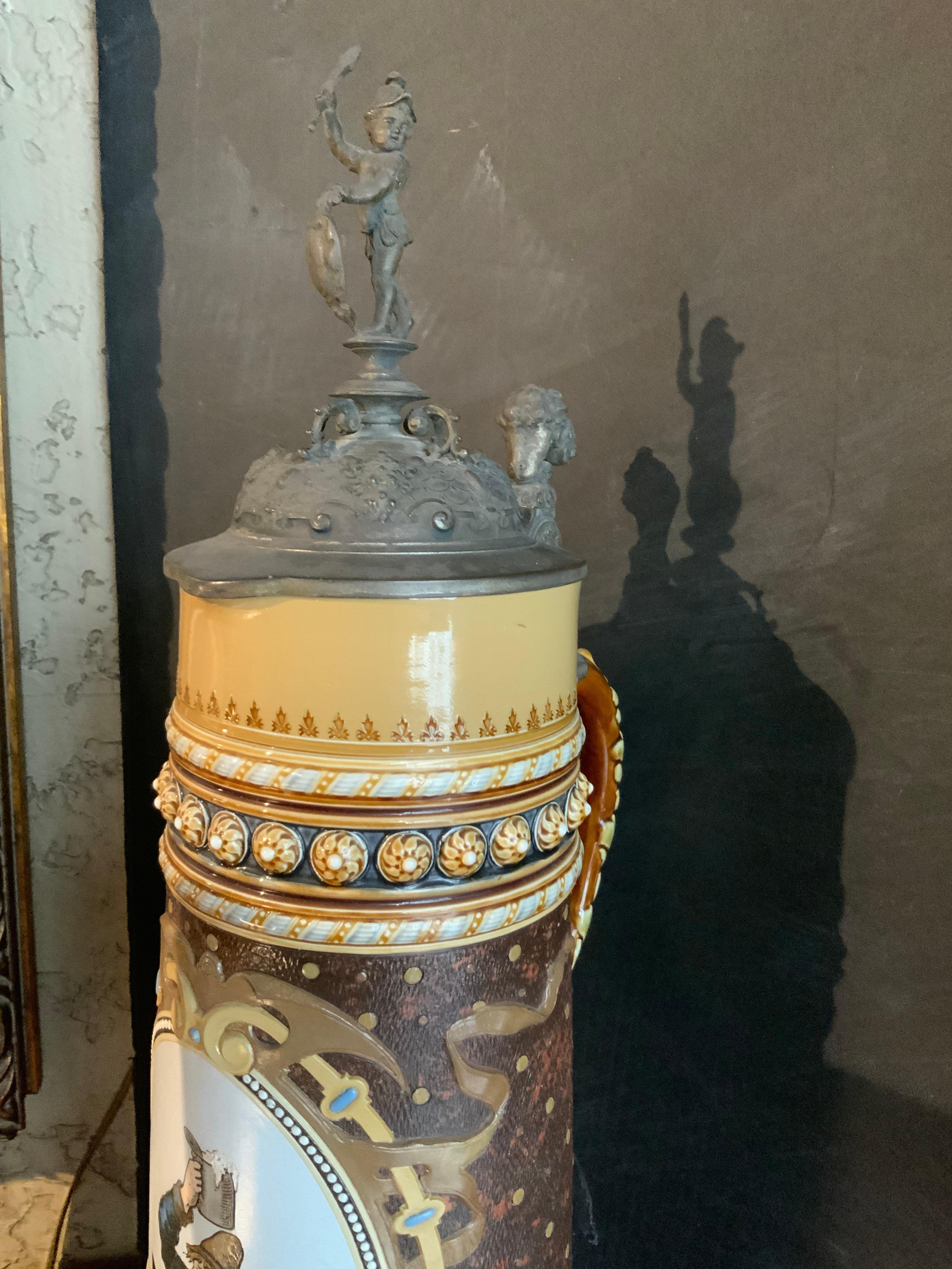 Recipiente para beber Mettlach Poklal s. XIX Tankard Alemán en venta