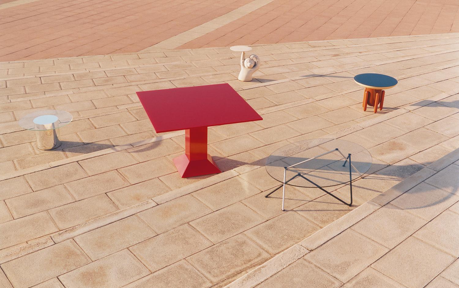 Table Mettsass, par Ettore Sottsass, Verre rouge, 20e siècle en vente 4