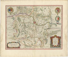 Metz, Lorraine & Verdun Antique Blaeu Atlas Map, France, 1642