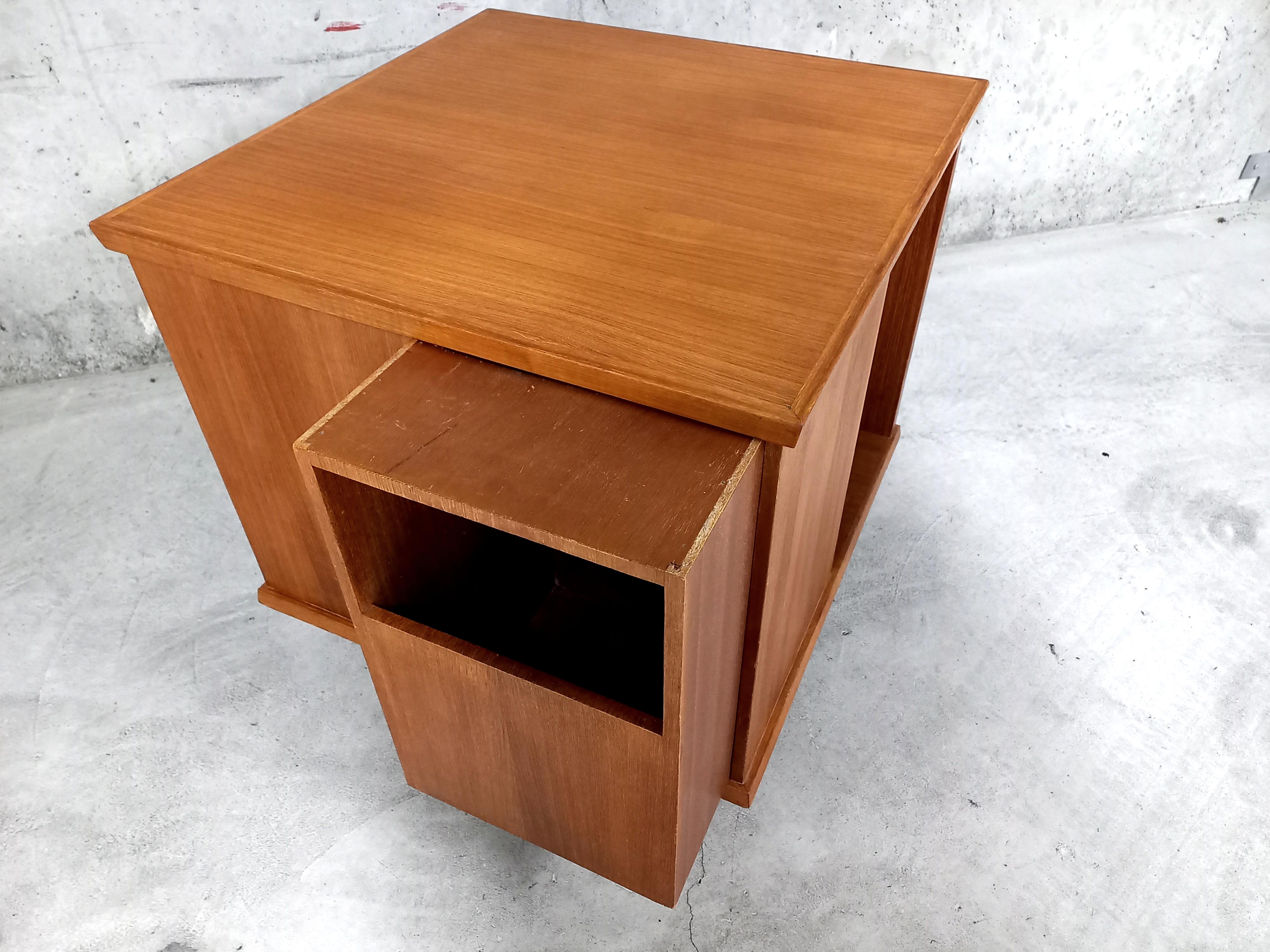 Meuble bar vintage pivotant en teck années 60 70 3