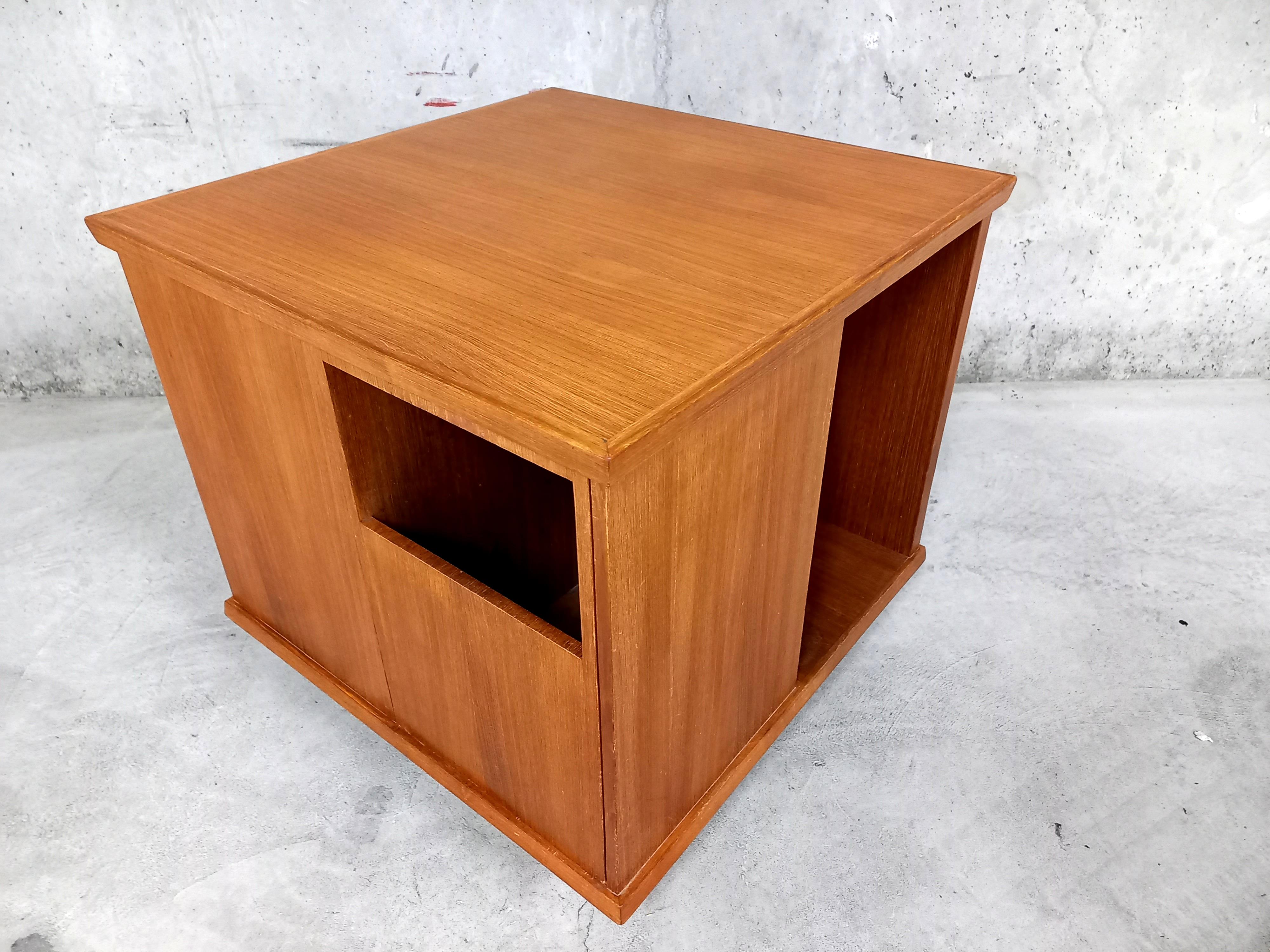 Meuble bar vintage pivotant en teck années 60 70 4