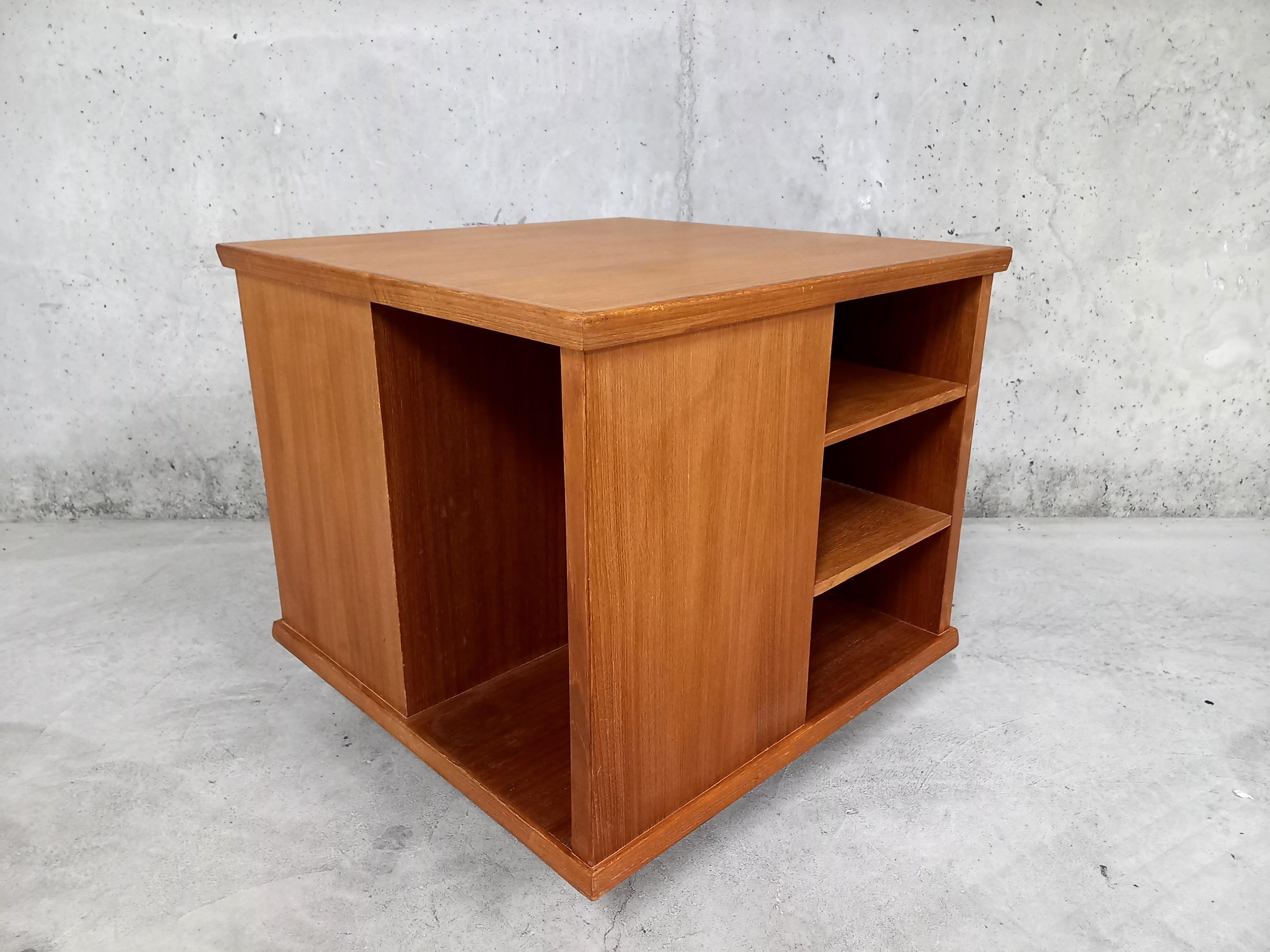 Meuble bar vintage pivotant en teck années 60 70 6