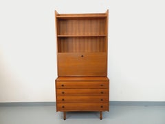 Meuble bibliothèque secrétaire de rangement avec commode vintage en teck