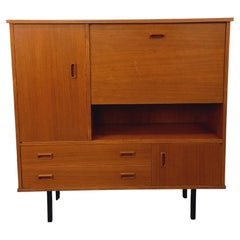 Meuble bibliothèque secrétaire de rangement vintage style scandinave moderniste