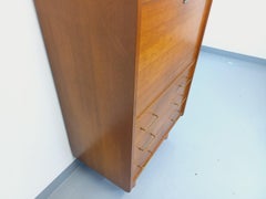 Meuble de rangement secrétaire vintage en bois de chêne des années 50 60