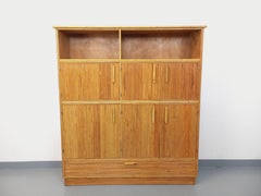 Meuble de rangement vintage en rotin et bois clair des années 60