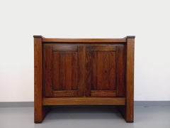 Meuble de rangement vintage Maison Regain en orme massif des années 80