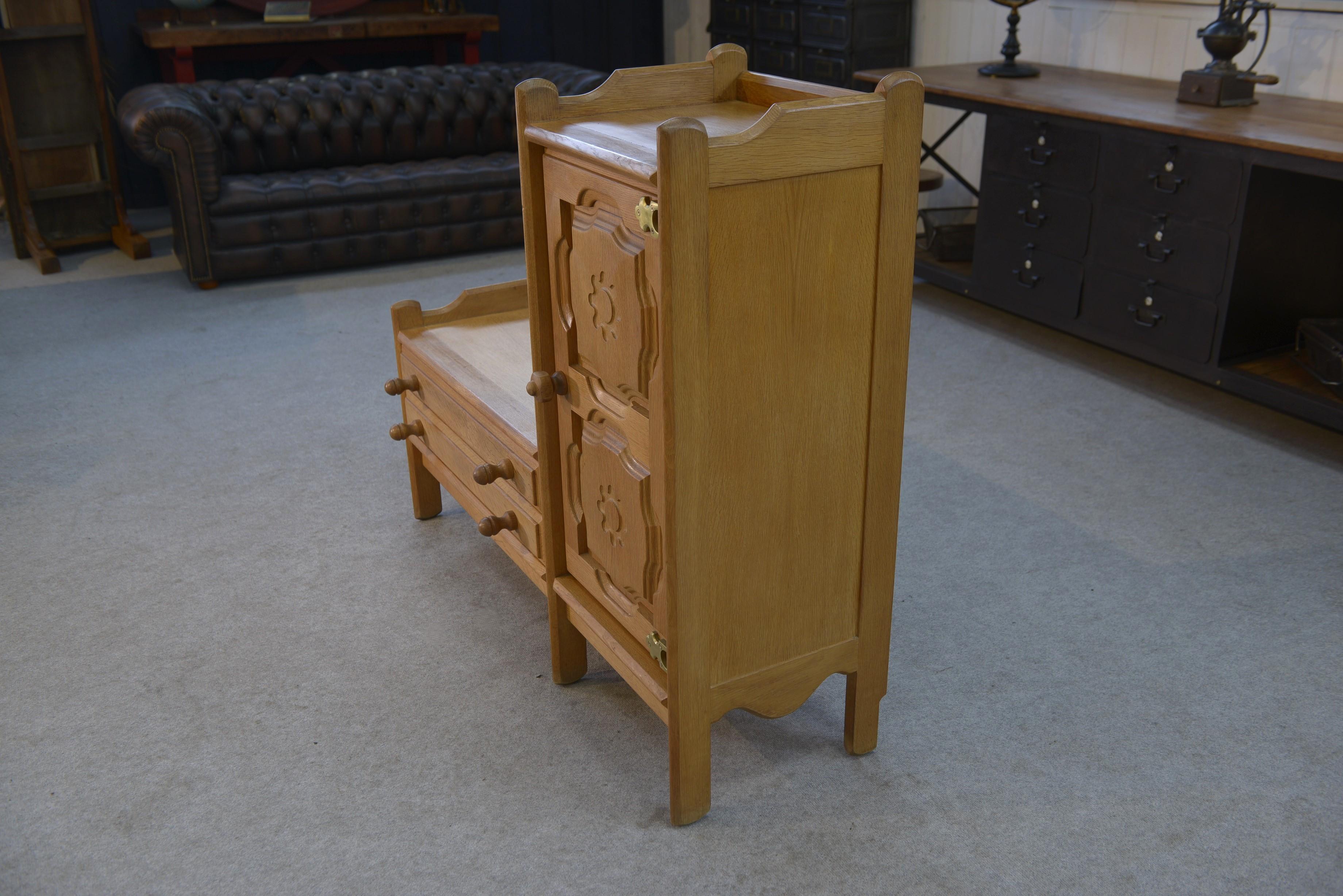Mueble de entrada en madera de Guillerme et Chambron 1960 en venta 2