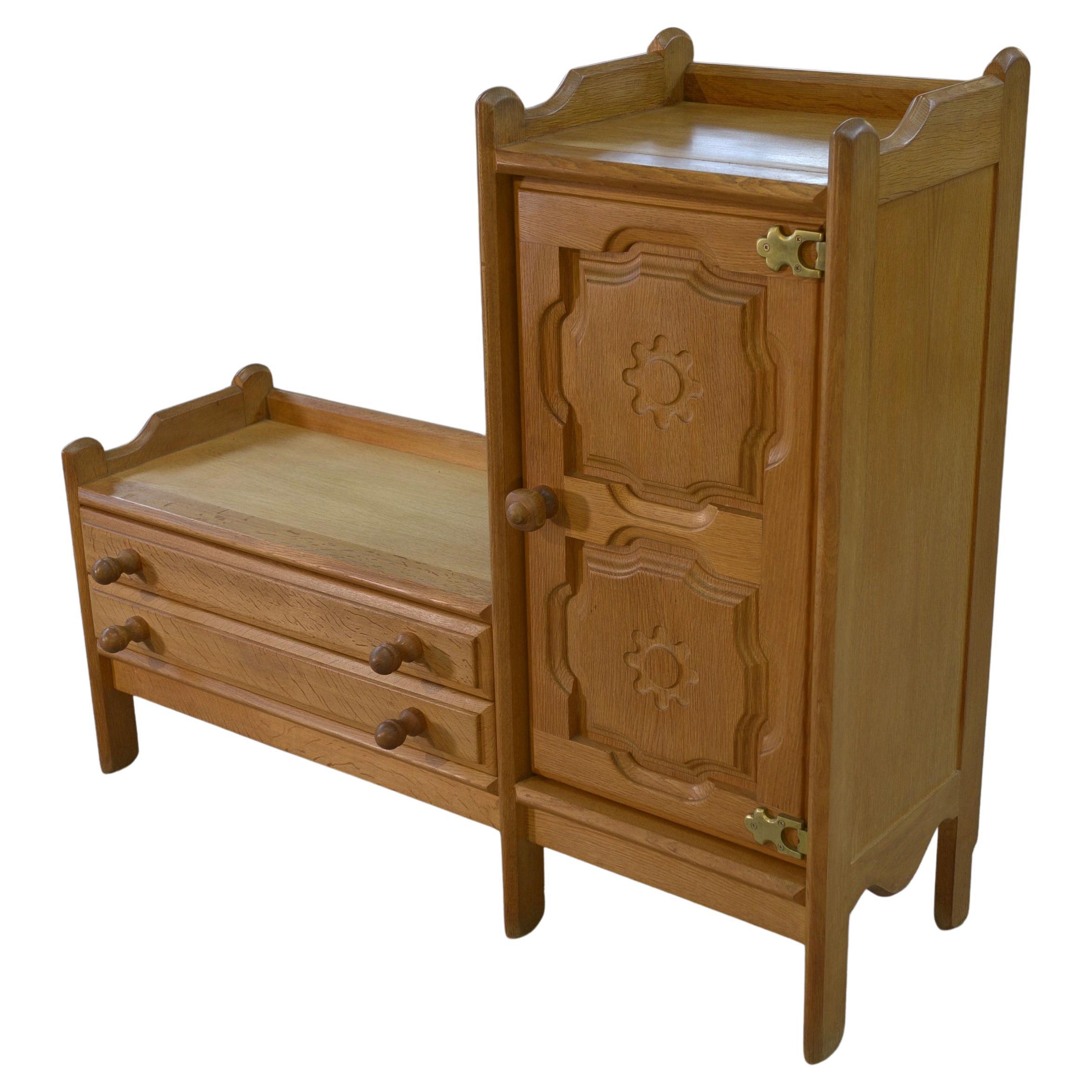 Mueble de entrada en madera de Guillerme et Chambron 1960 en venta
