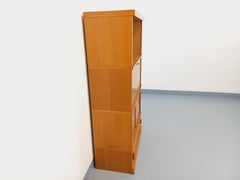 Meuble secrétaire bibliothèque de rangement vintage en bois de chêne