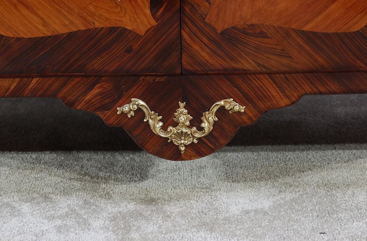 Bronze Secretary furniture in precious wood, stamped J. Popsel, Louis XV - 18th century For Sale
