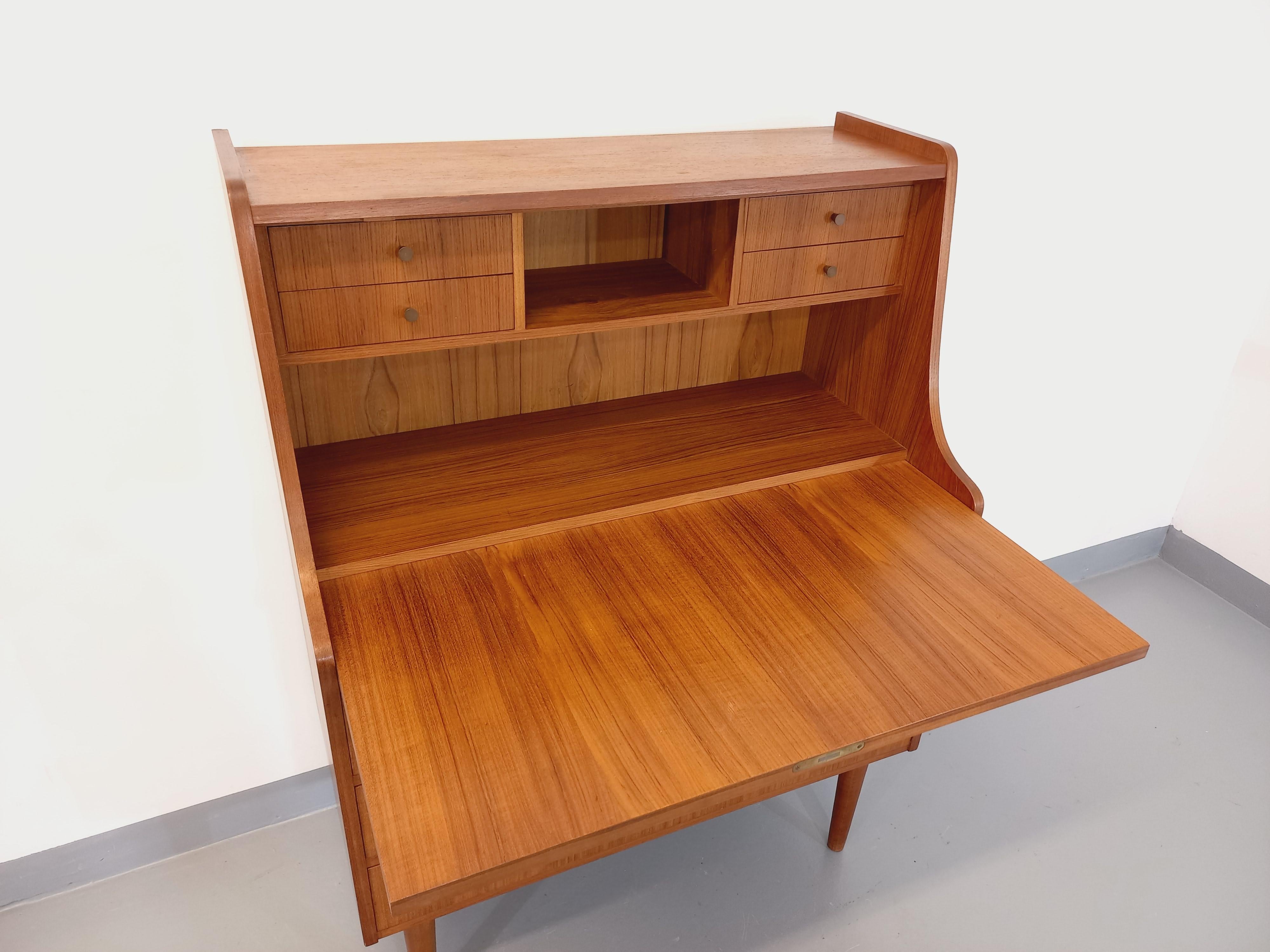 Scandinave moderne Meuble secrétaire scandinave danois vintage Tibergaard en teck des années 50 60 en vente