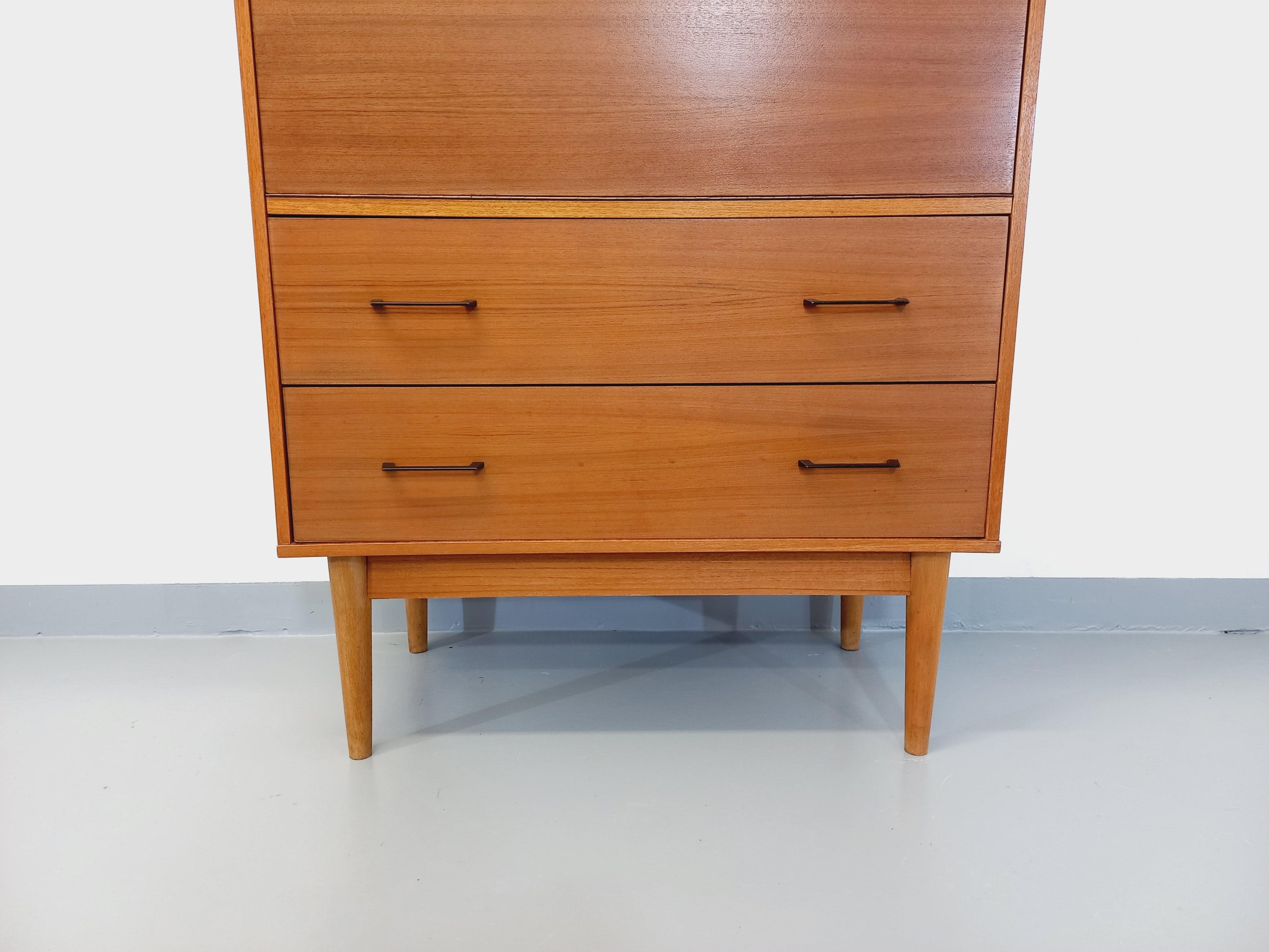Vintage-Sekretärin aus den 50er und 60er Jahren aus Teakholz (Skandinavische Moderne)