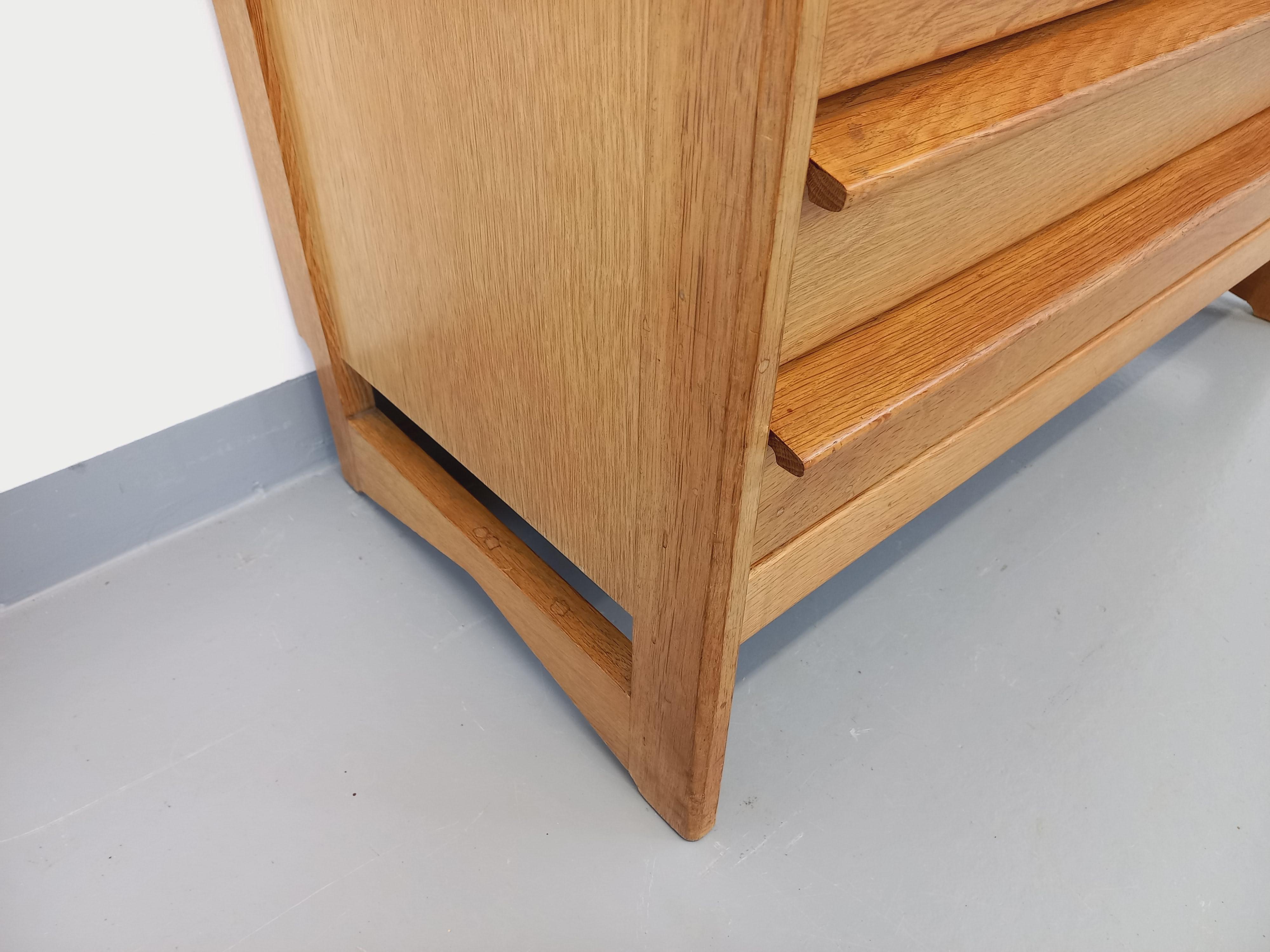Mid-Century Modern Meuble secrétaire vintage Guillerme et Chambron en chêne massif des années 50 60 en vente