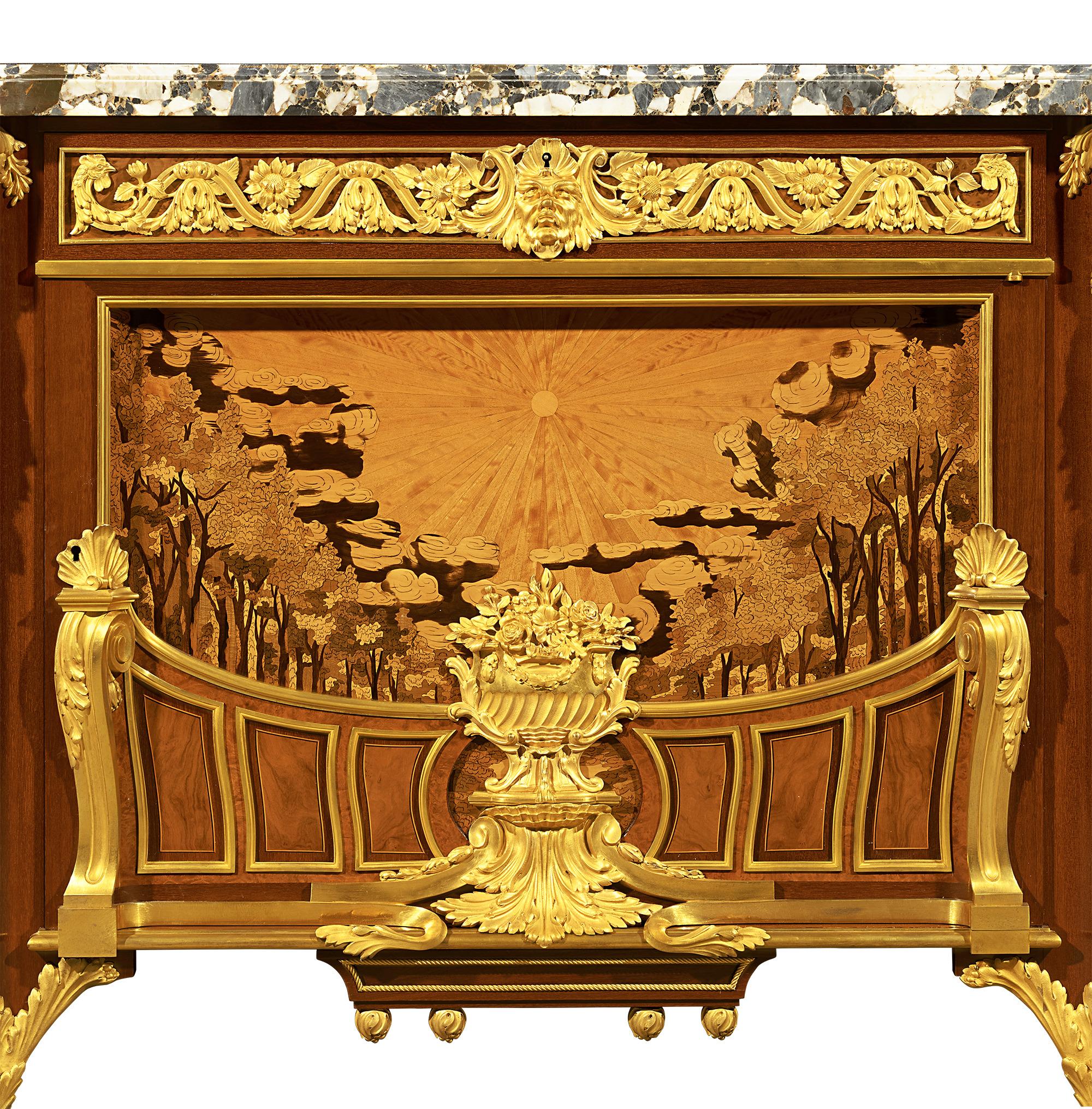 Marquetry Meuble Soleil Commode by François Linke For Sale
