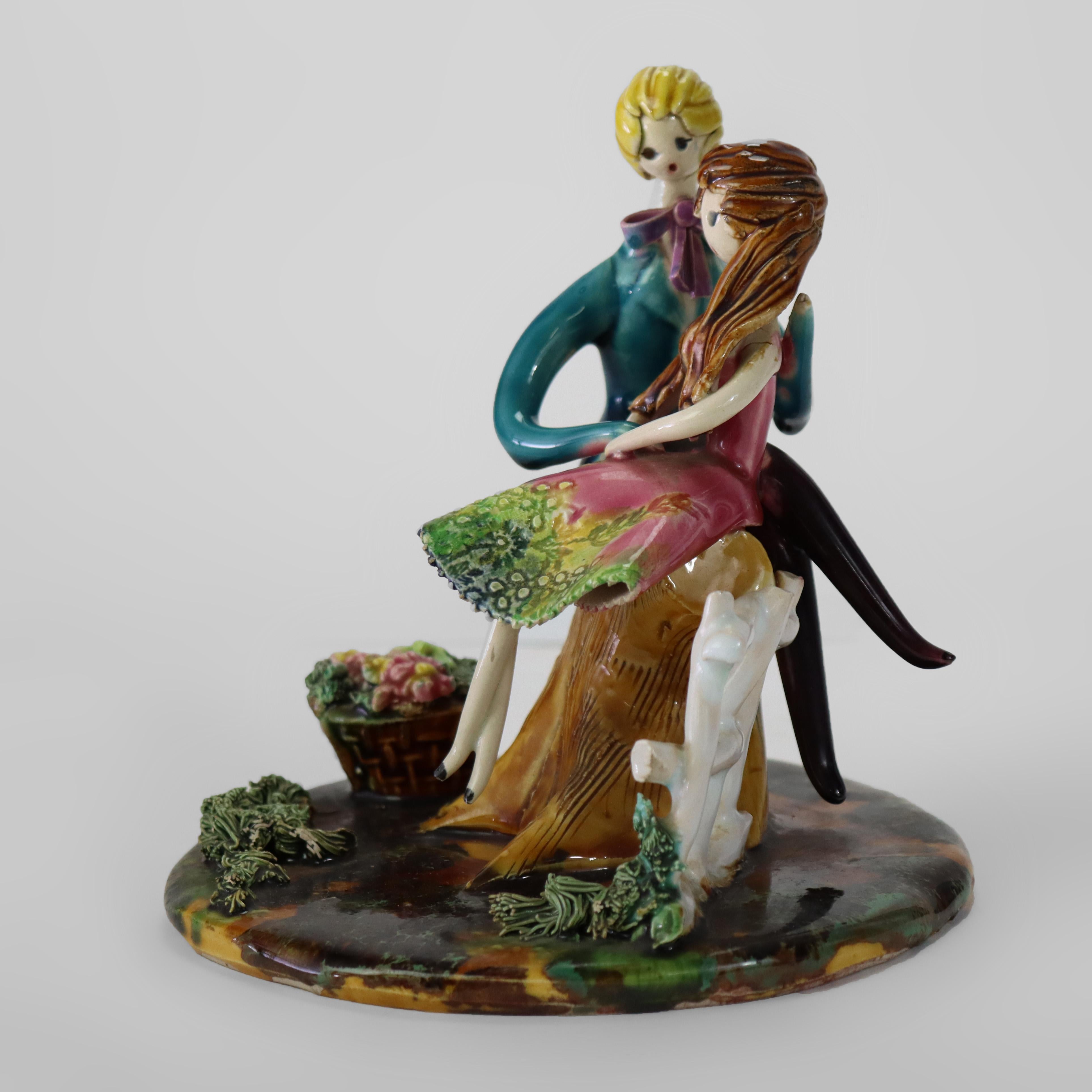 Meuguelman French Porcelain Figural Grouping Signed 20thC.     
Measures - 6.25