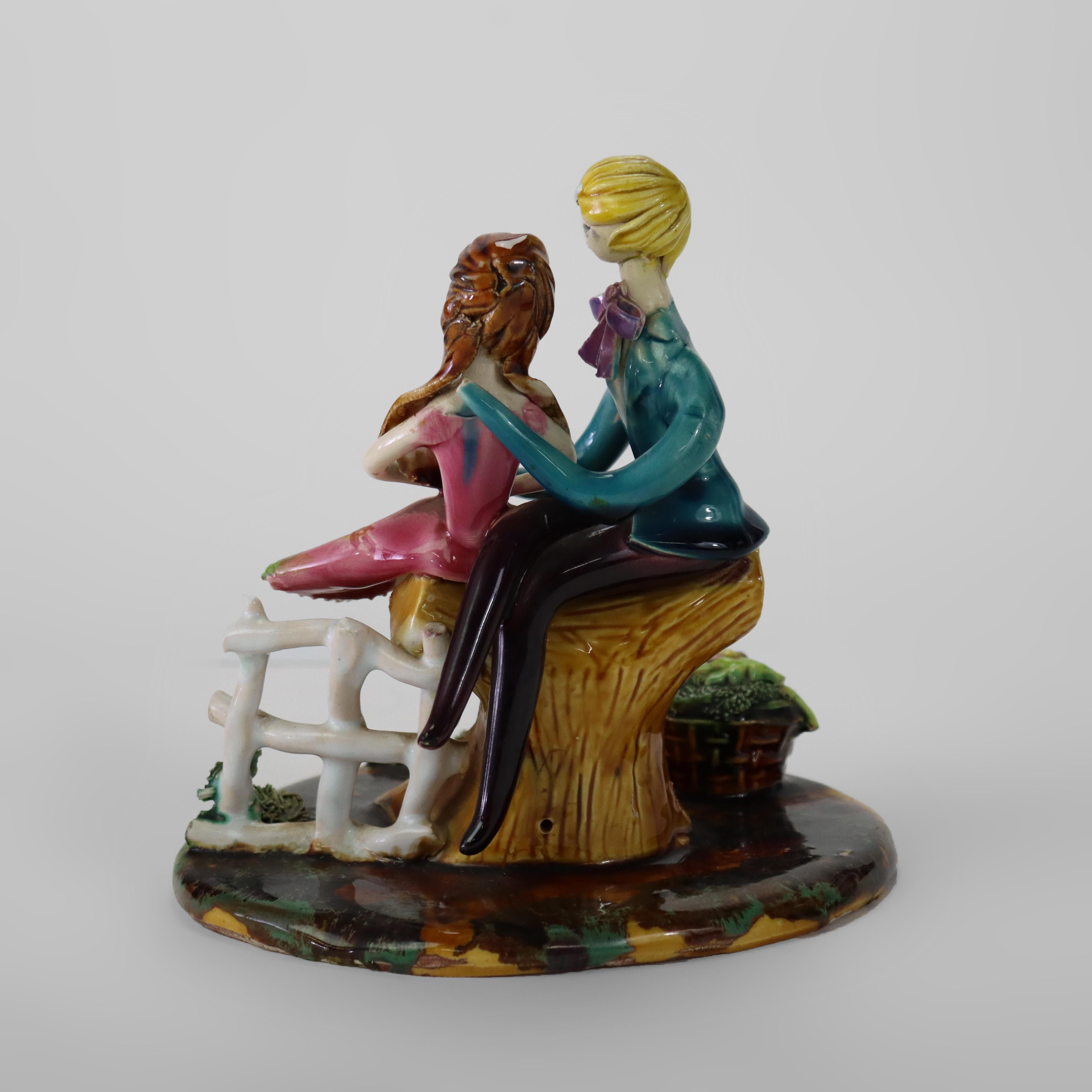 Meuguelman French Porcelain Figural Grouping Signed 20thC In Good Condition For Sale In Big Flats, NY