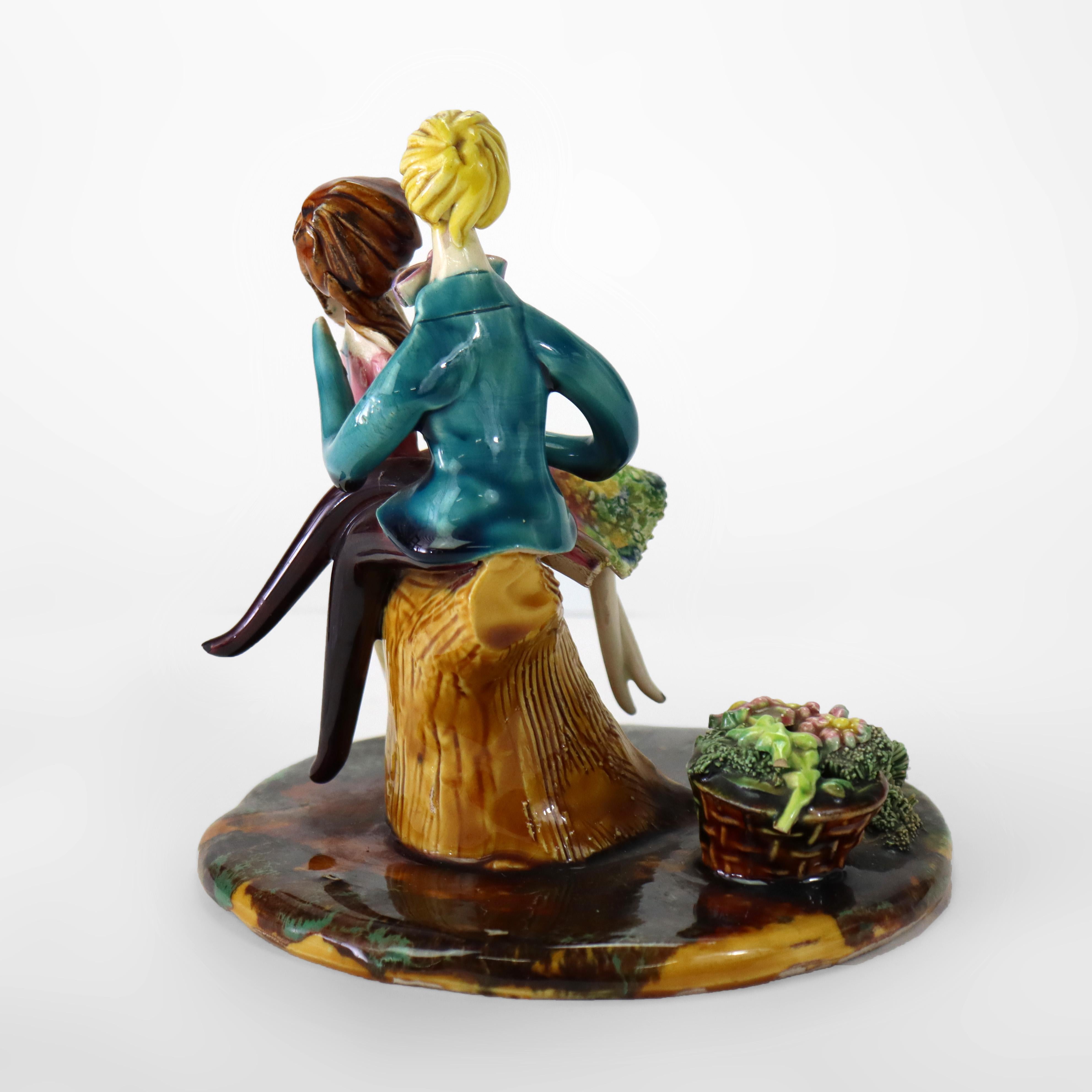20th Century Meuguelman French Porcelain Figural Grouping Signed 20thC For Sale