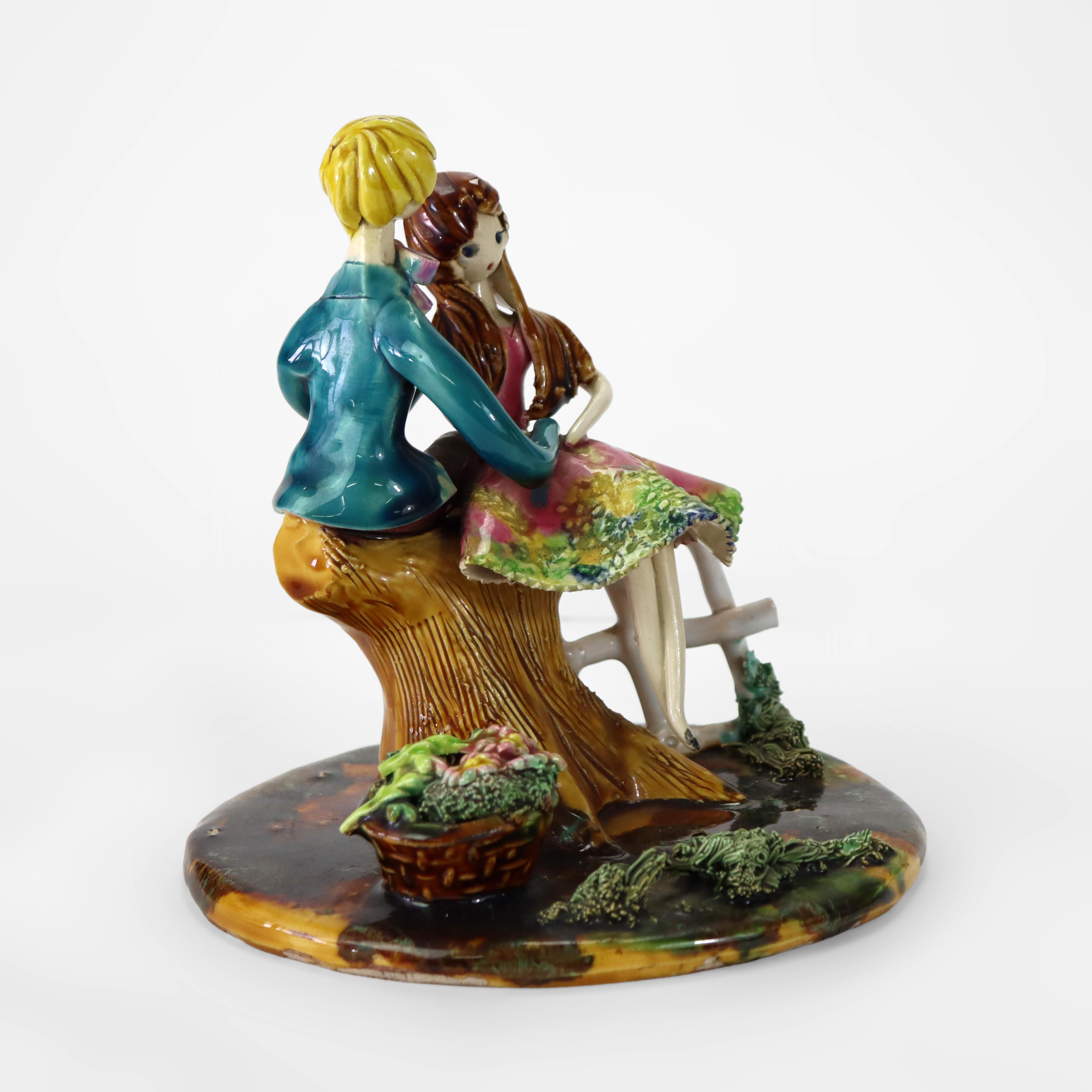 Meuguelman French Porcelain Figural Grouping Signed 20thC For Sale 1