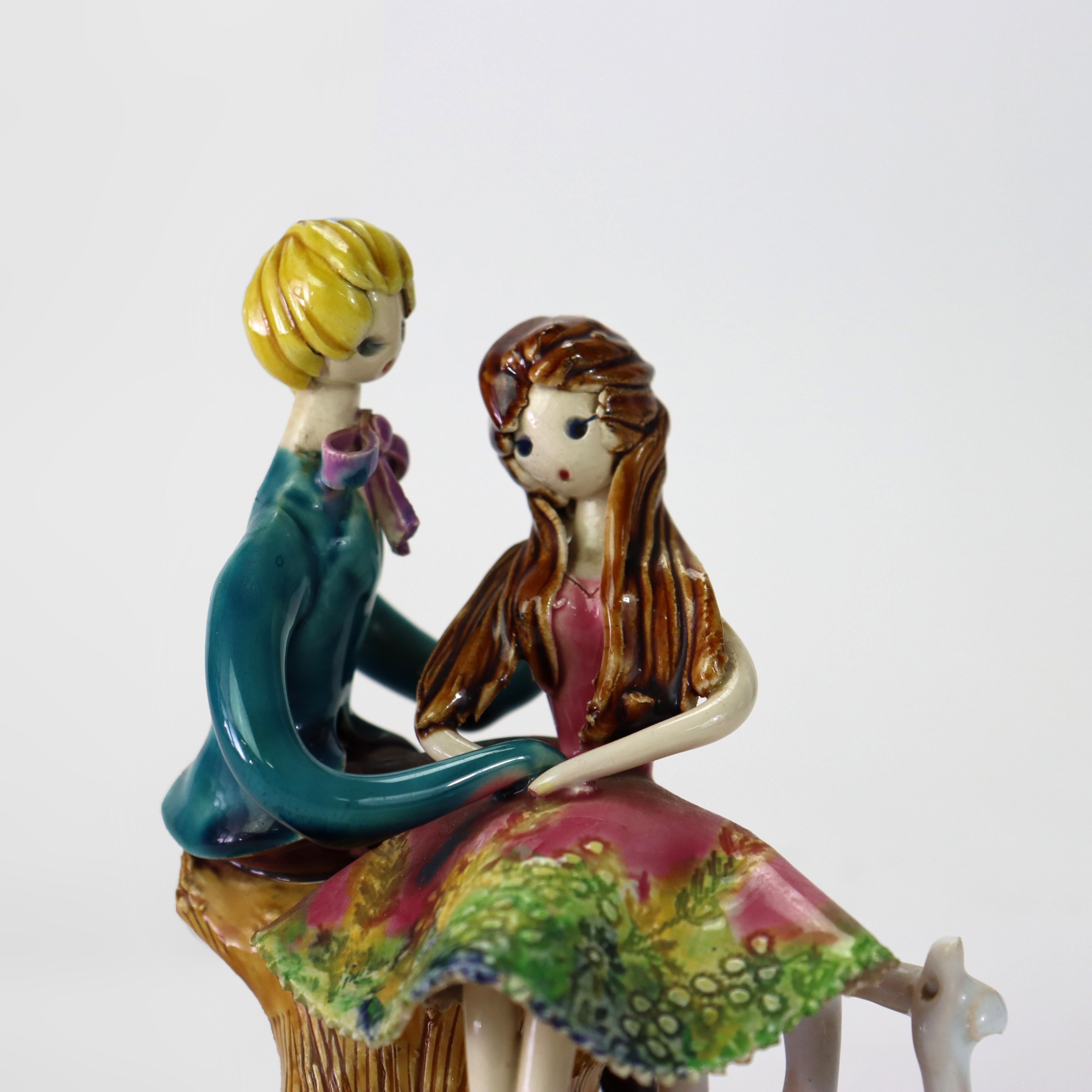Meuguelman French Porcelain Figural Grouping Signed 20thC For Sale 3