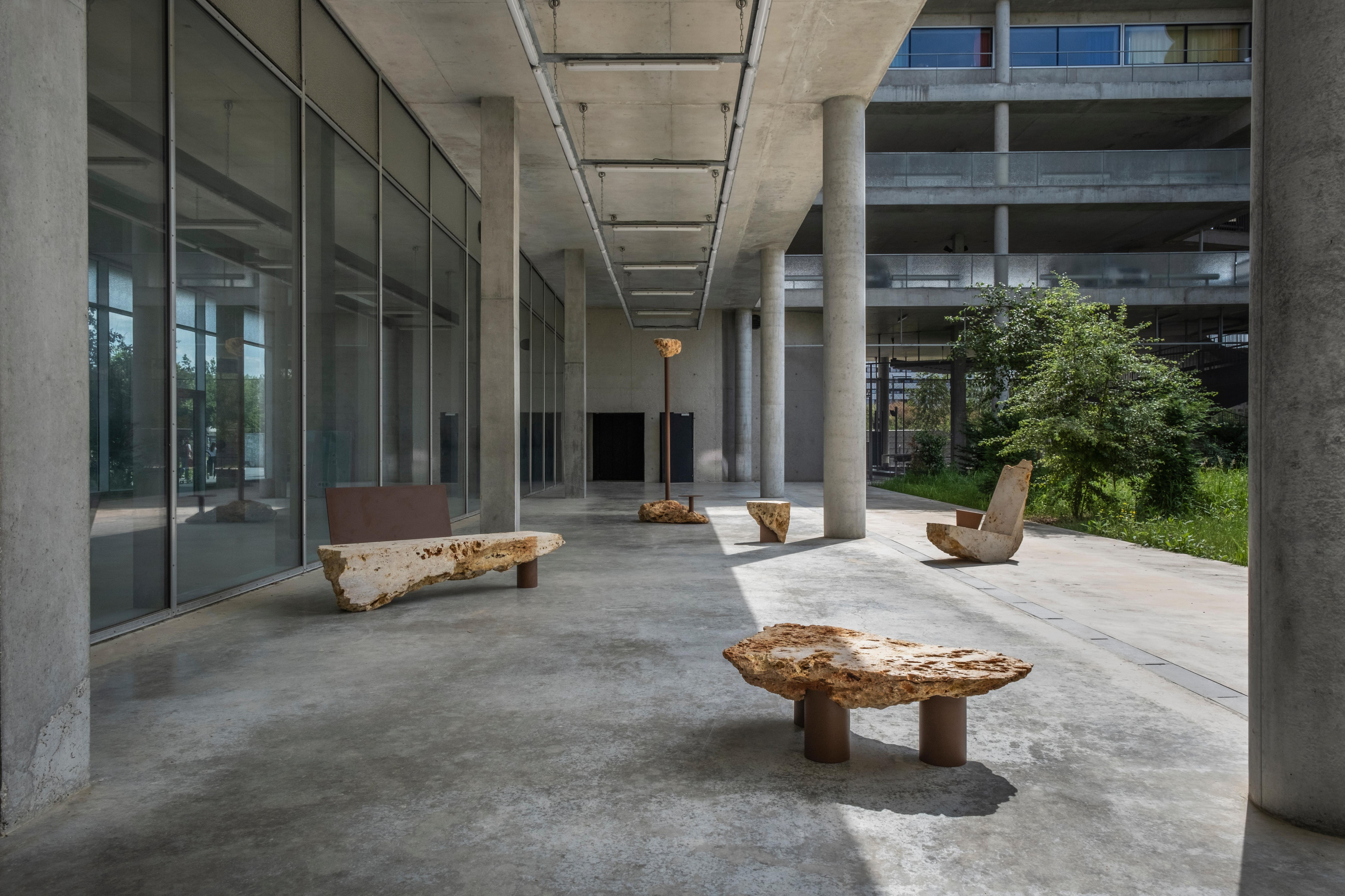 Contemporary Powder-coated Steel Stone Lounge Chair by Frédéric Saulou For Sale 4